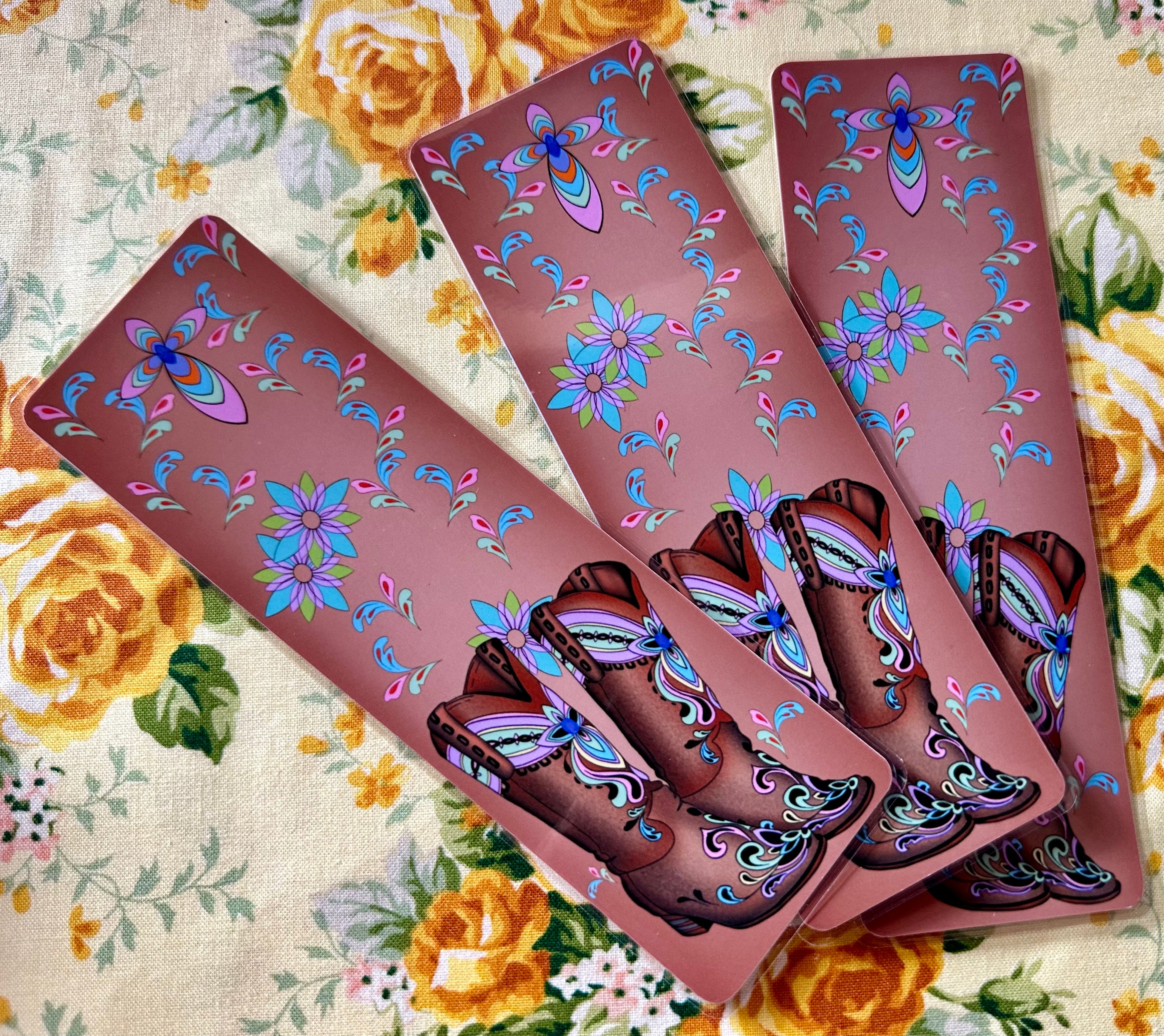Western Boots Coloured Traditional Bookmark