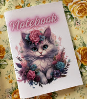 Mystic Floral Cat Handmade Notebook/Journal