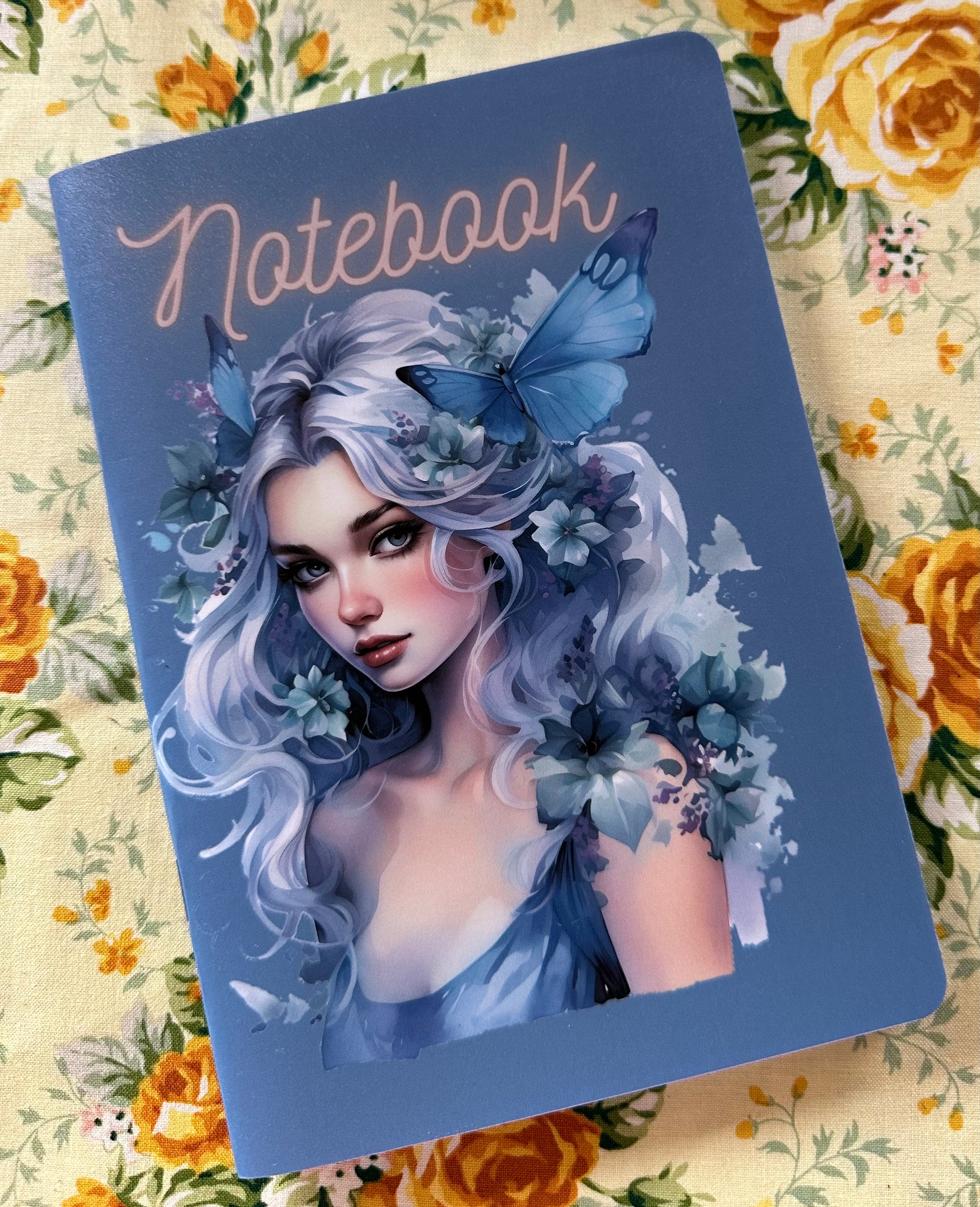Mystic Blue Sweet Girl Handmade Notebook/Journal