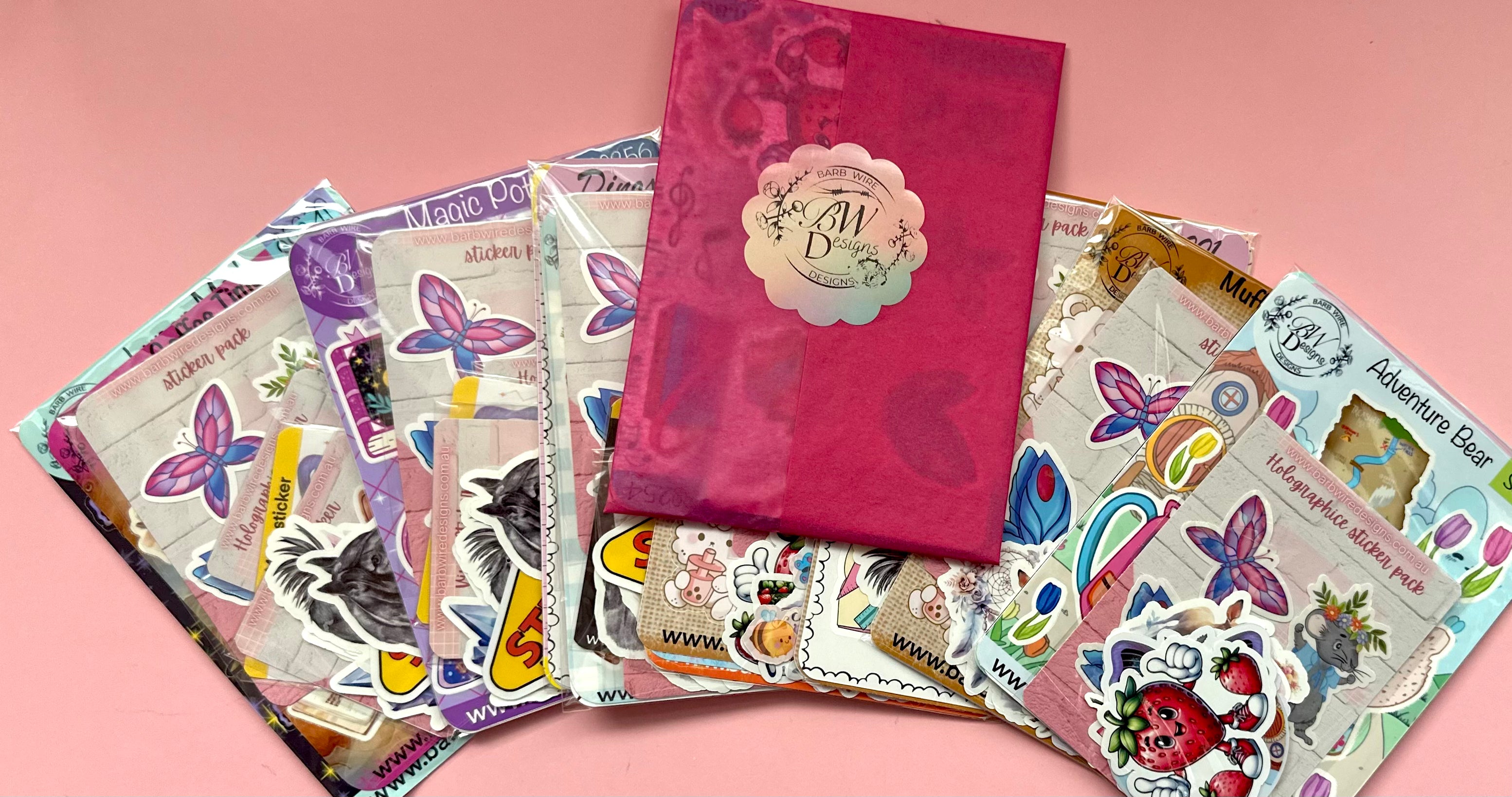Mystery Sticker Pack contains various illustrated stickers