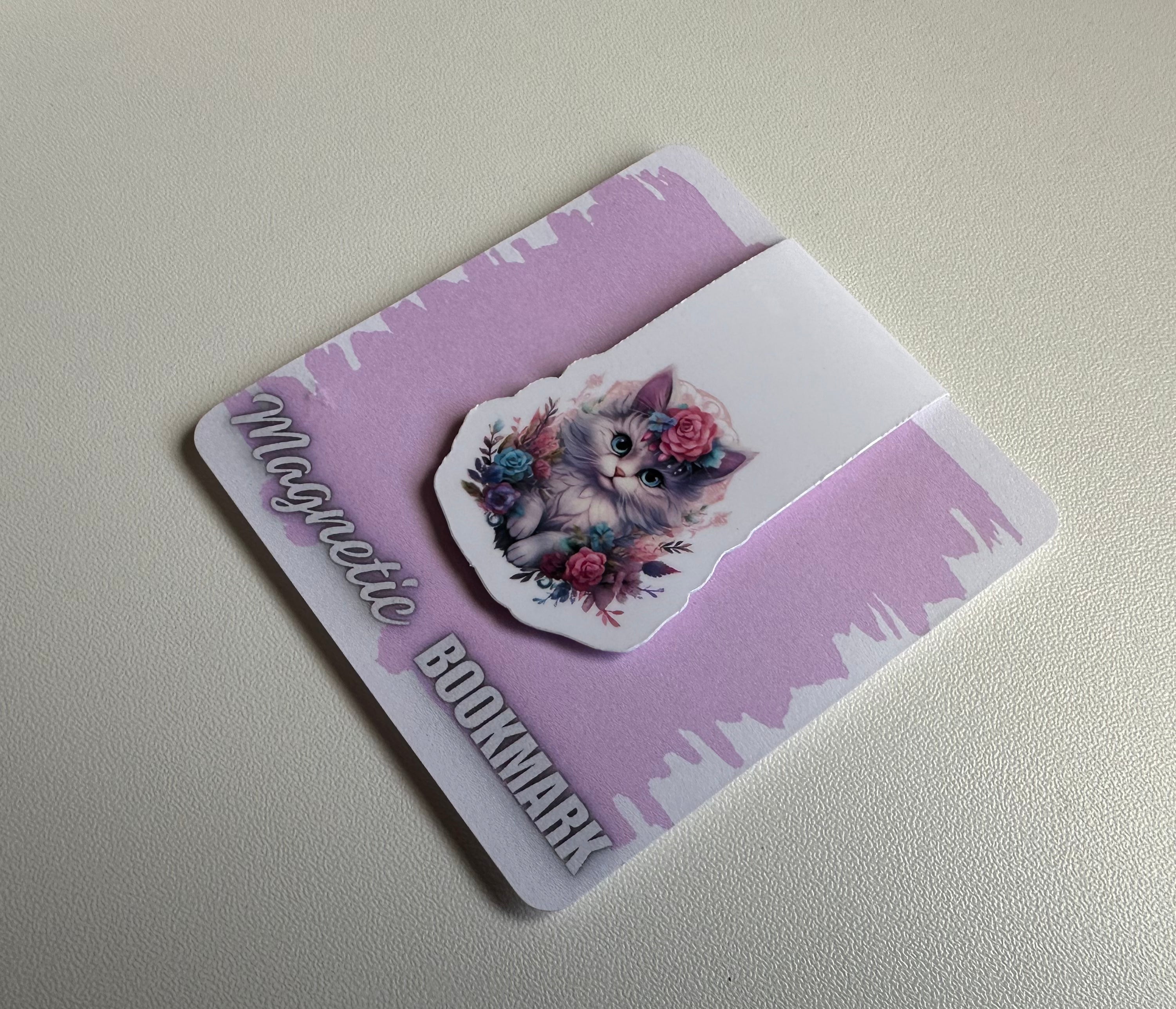 Mystic Floral Cat Magnetic Bookmark