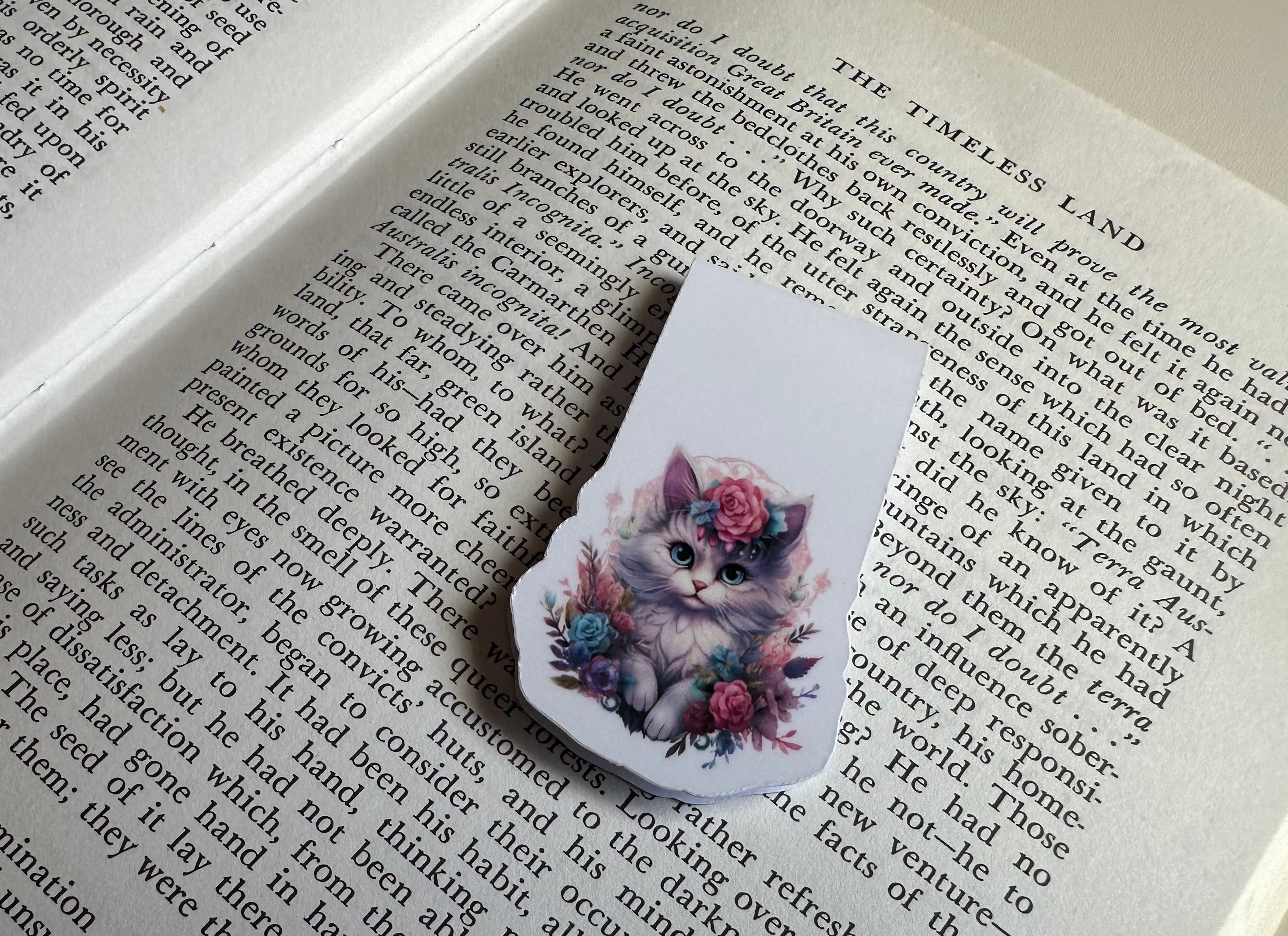 Mystic Floral Cat Magnetic Bookmark