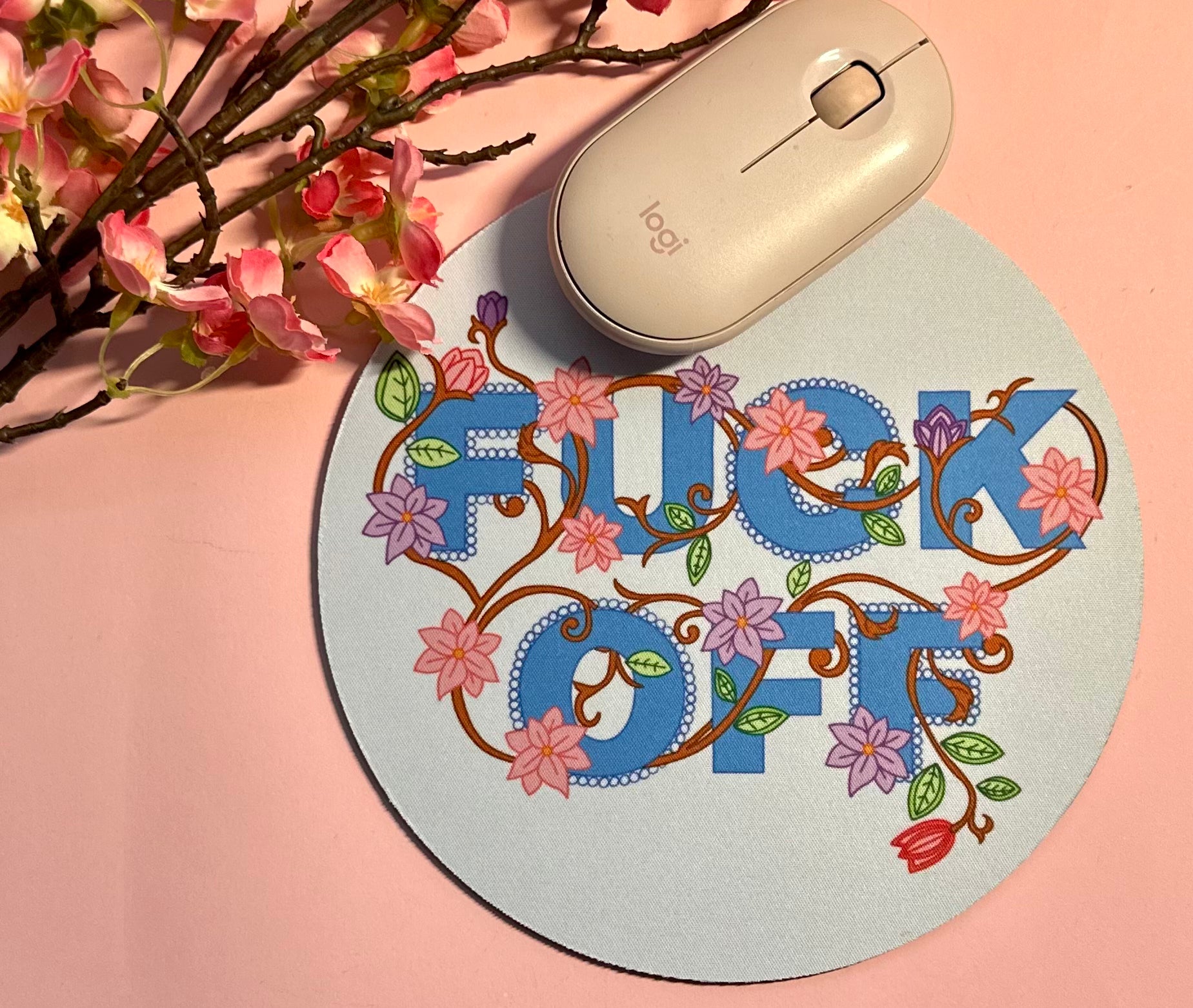 Swear Word Mouse Mat Barb Wire Designs