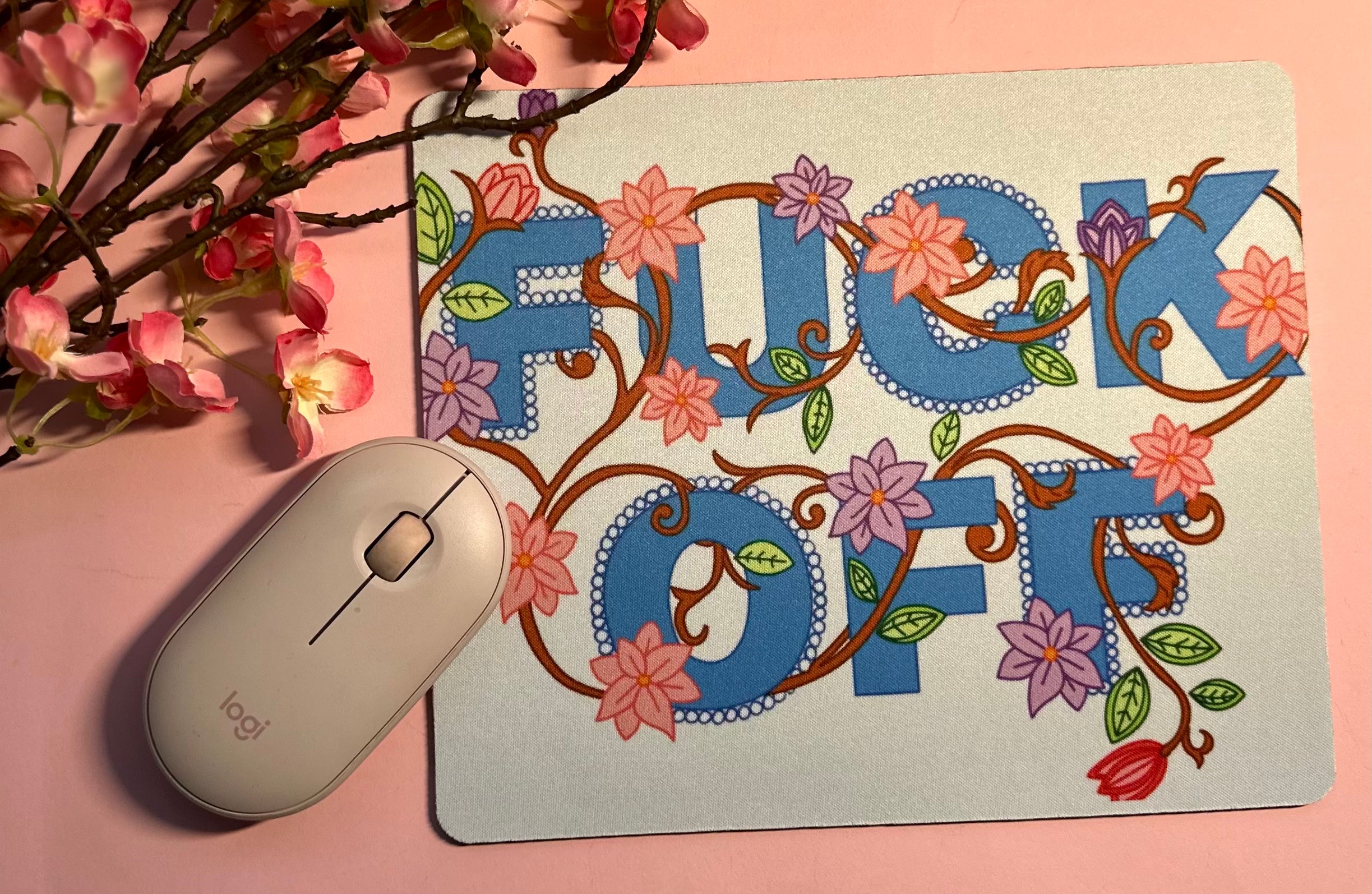 Swear Word Mouse Mat Barb Wire Designs