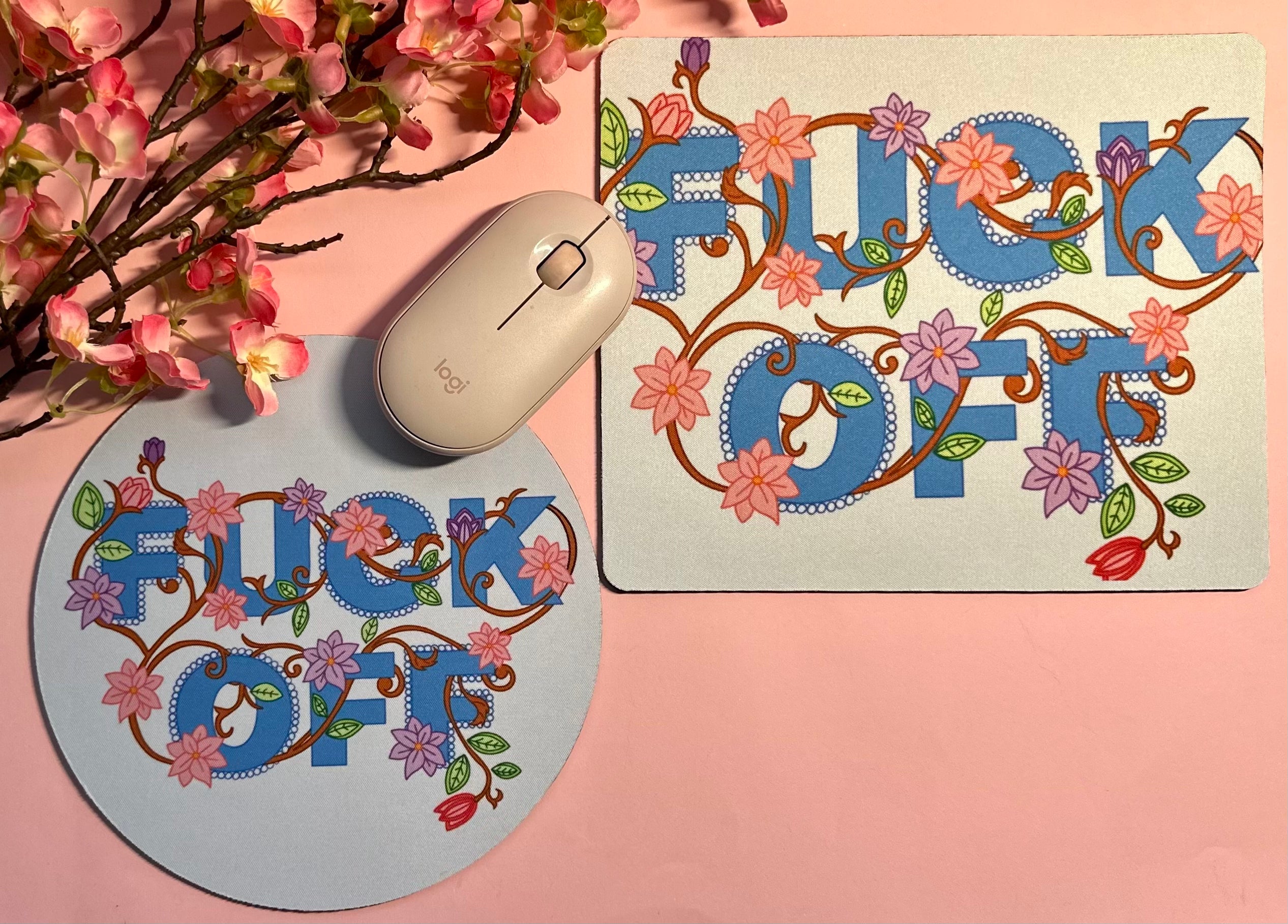 Swear Word Mouse Mat Barb Wire Designs