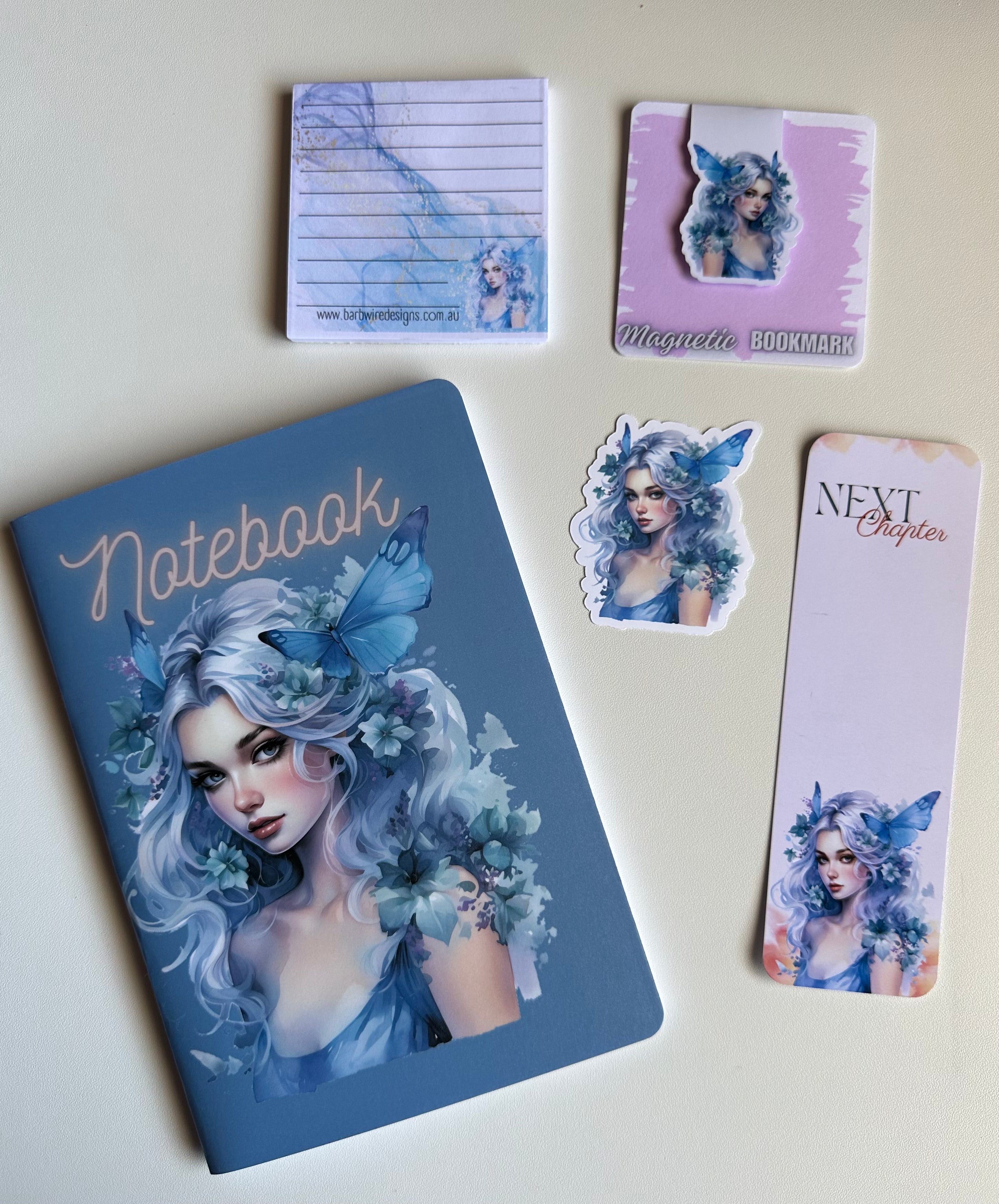 Limited Edition Mystic Blue Butterflies cute Girl Stationery Pack