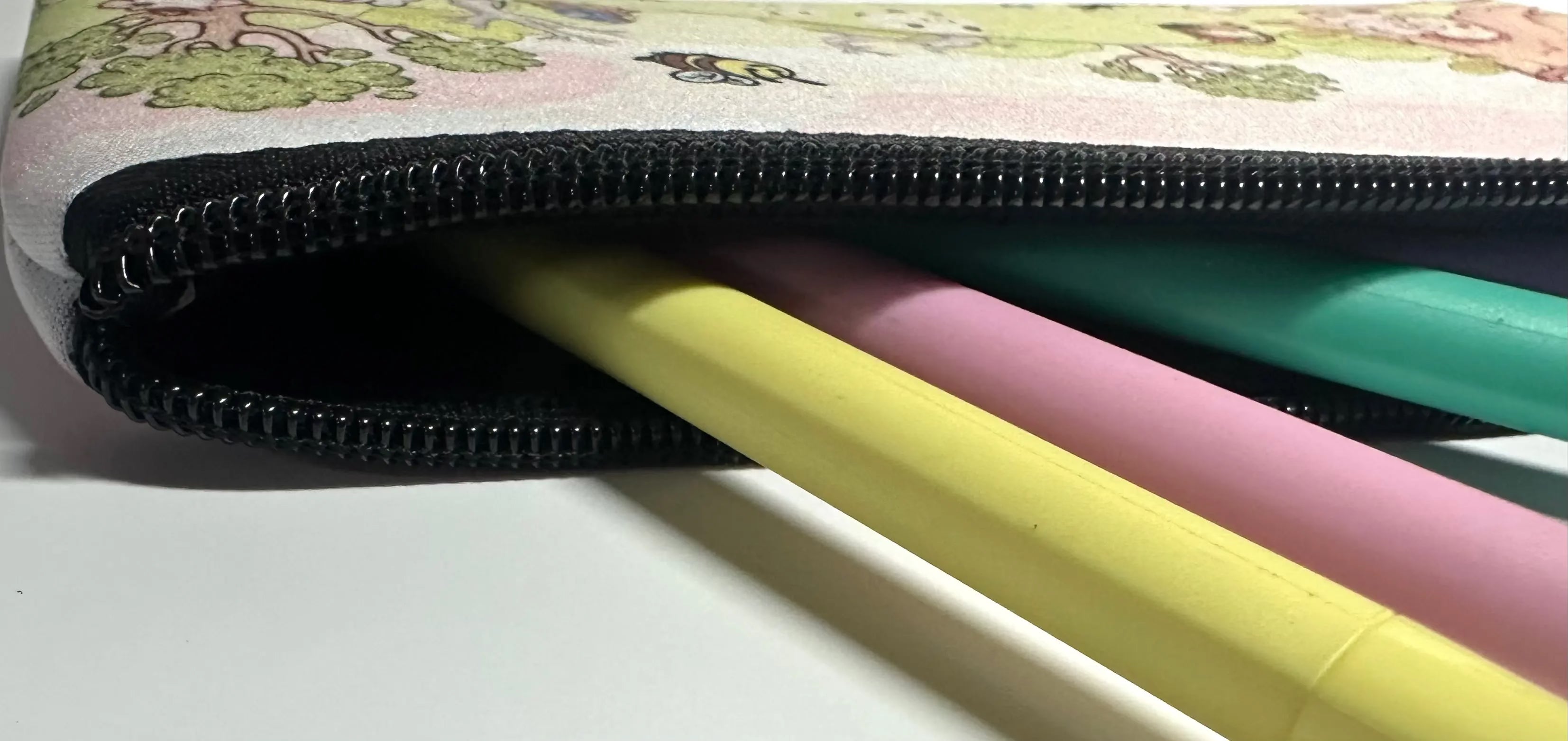 Daisy Cow neoprene pencil case inside top