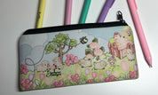 Lisa Lamb Neoprene Pencil case top view fill scene back
