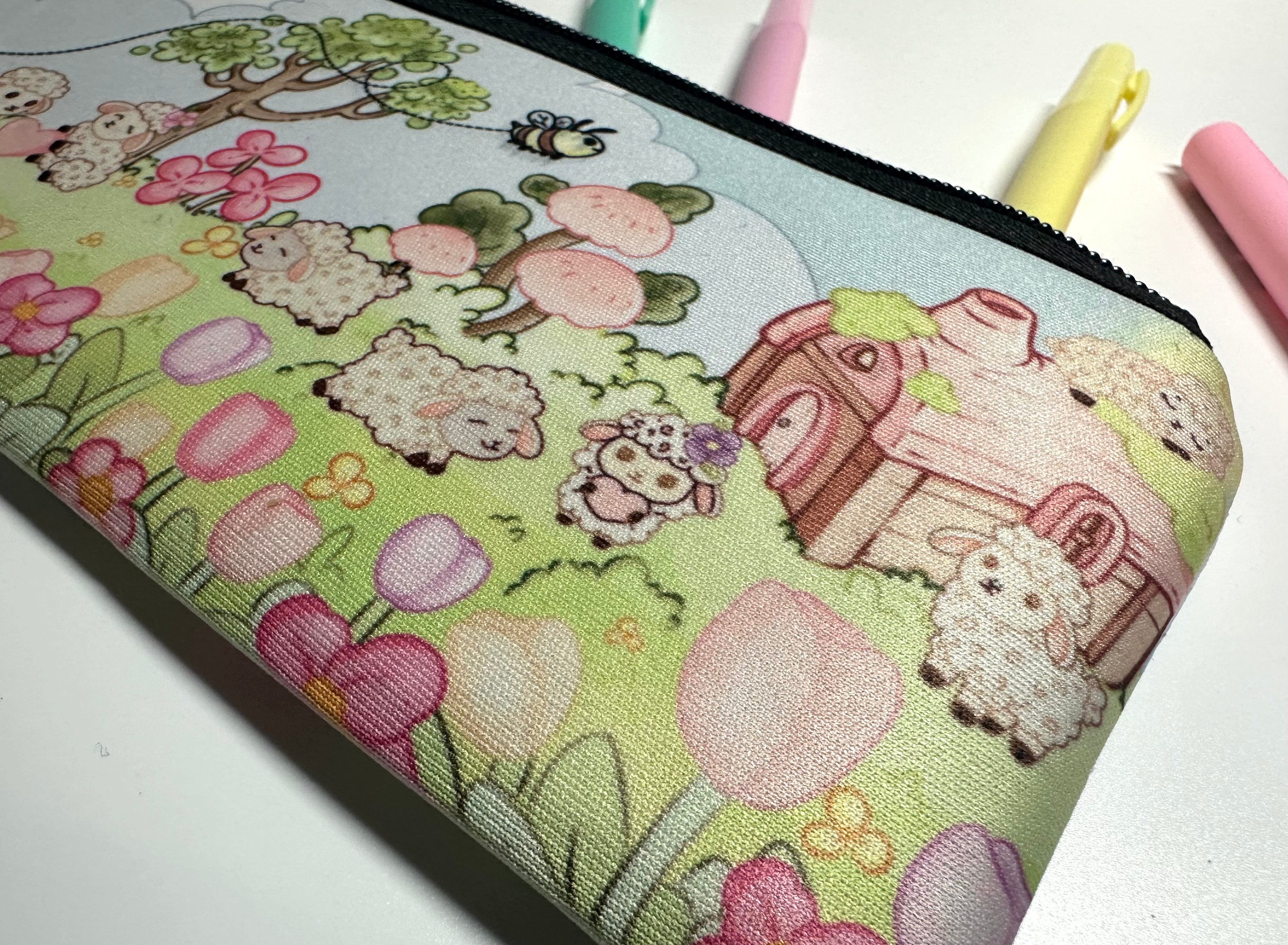 Lisa Lamb Neoprene Pencil case top  side on view
