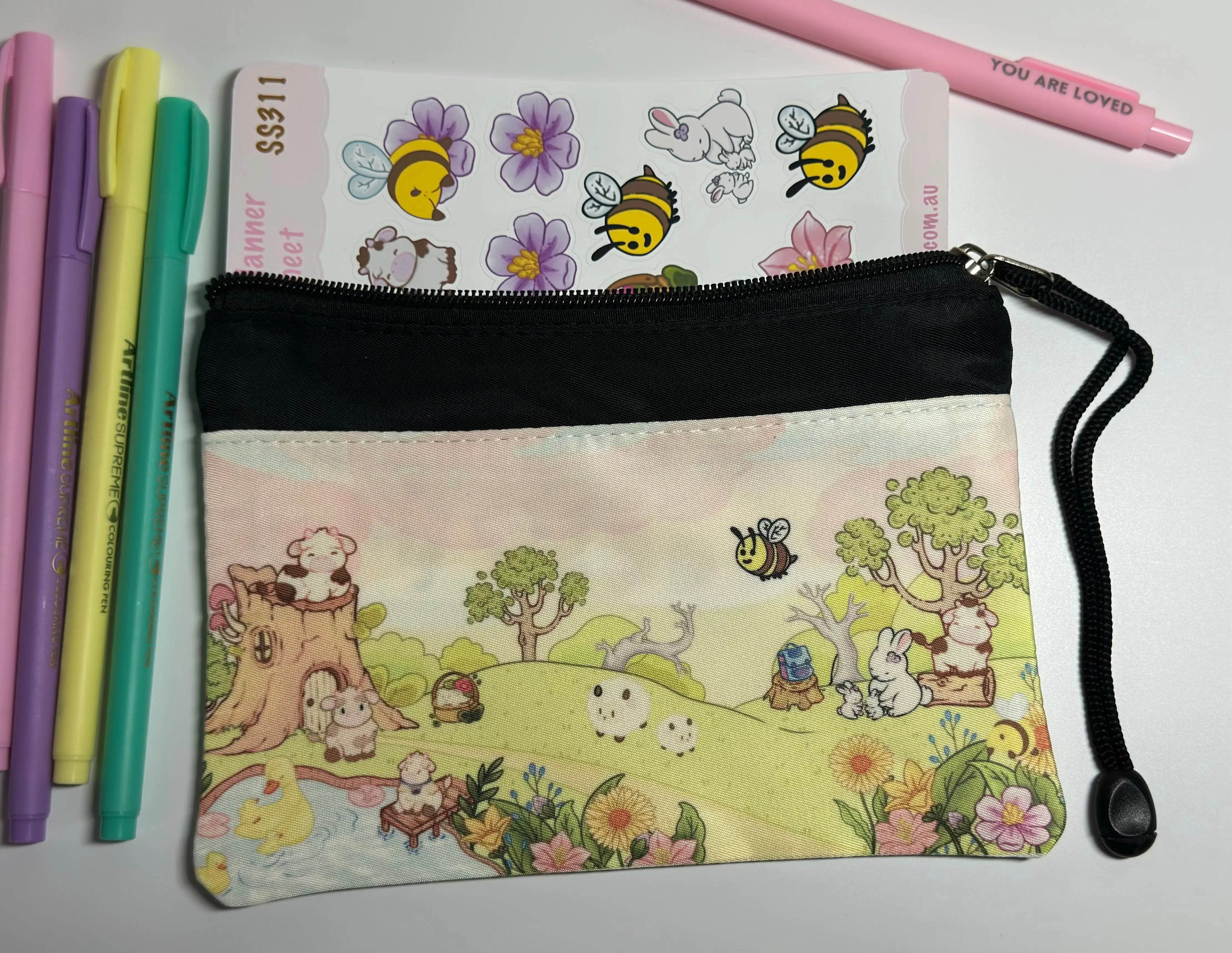 daisy cow bookmark bag storage bag back view