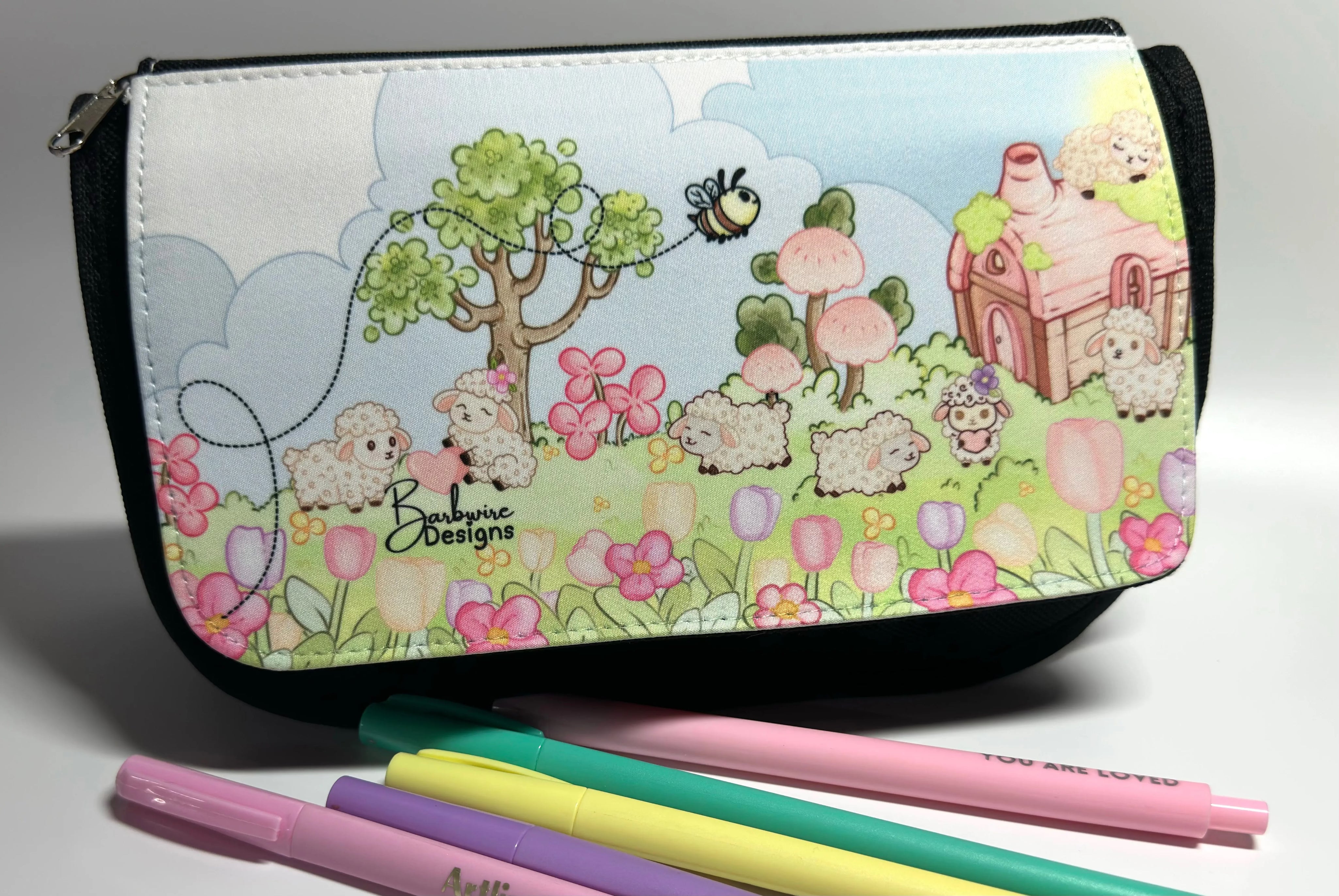 Lisa Lamb pencil bag full design view