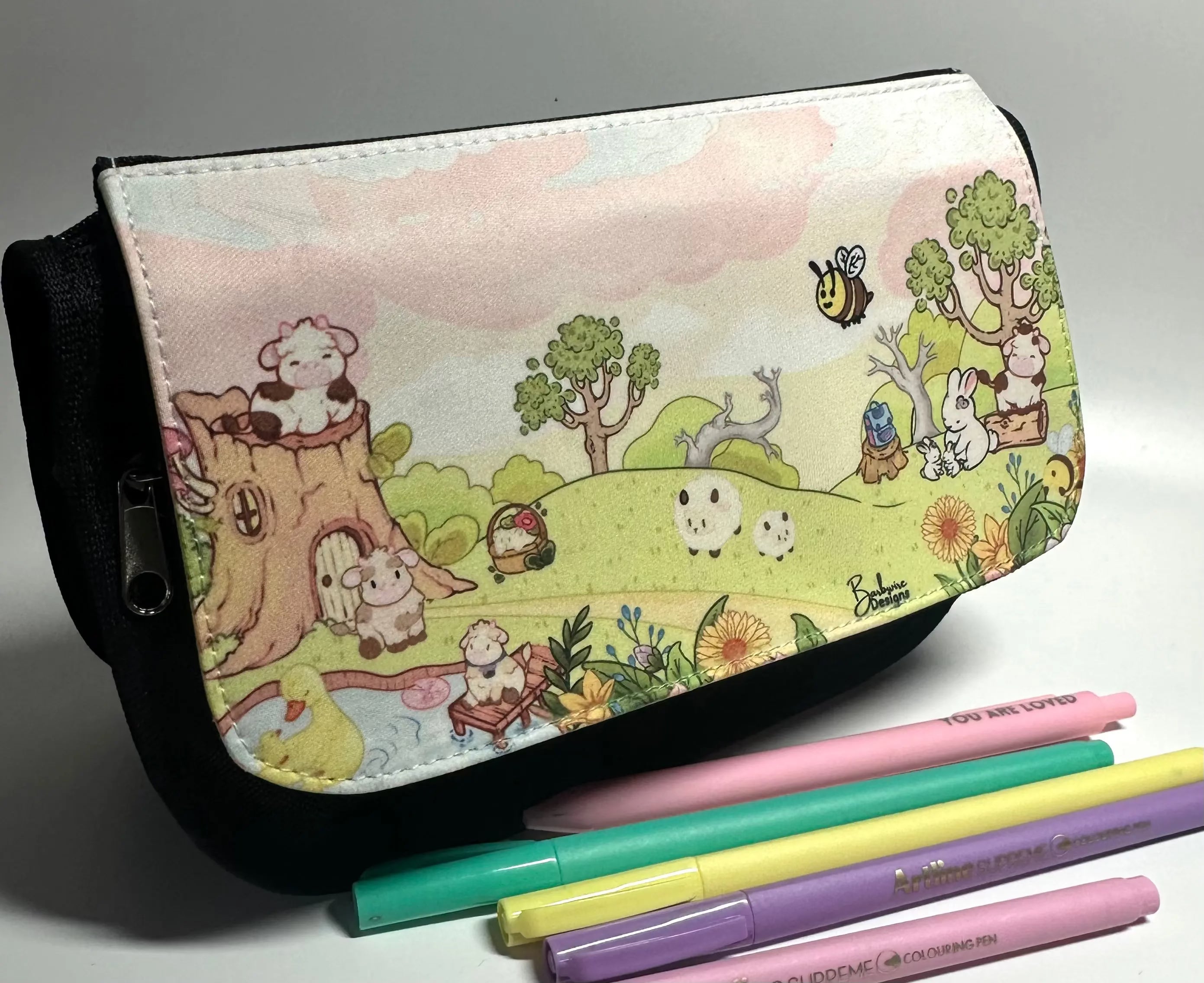 Daisy Cow Pencil Bag storage bag scene front view