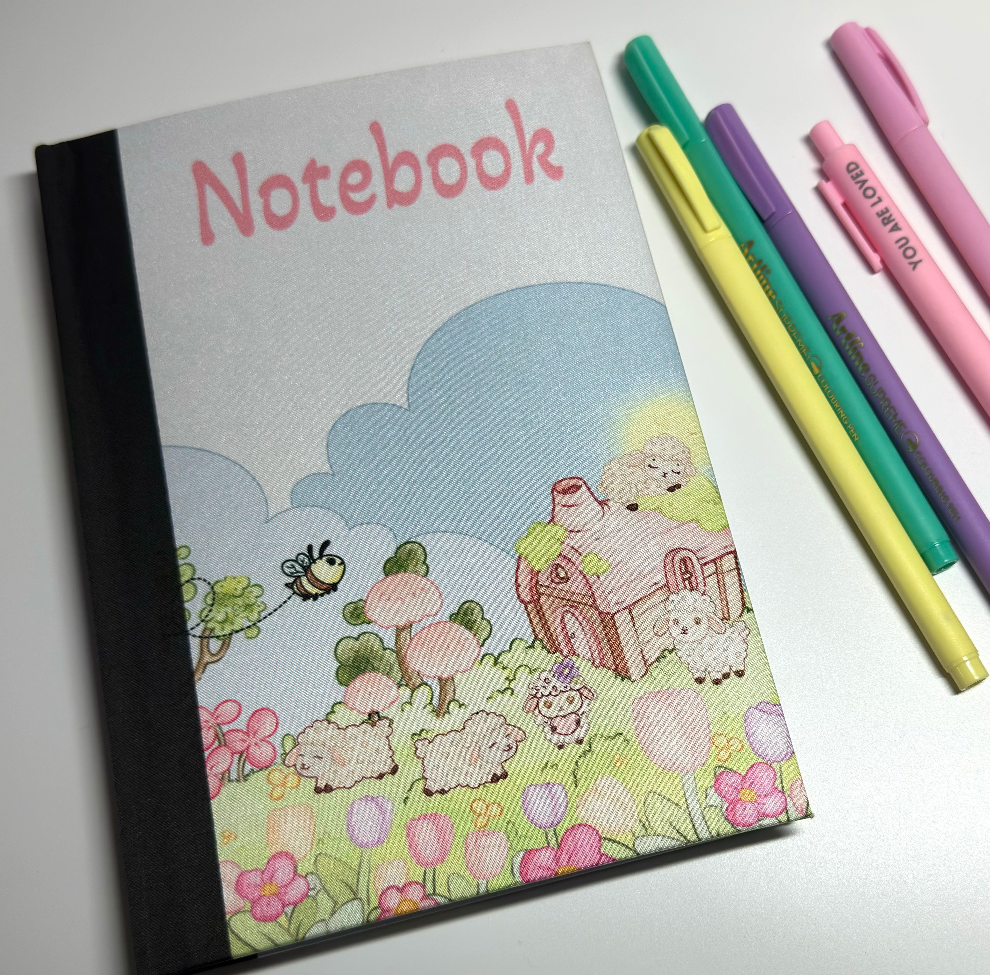 Lisa Lamb Fabric Notebook scene front cover