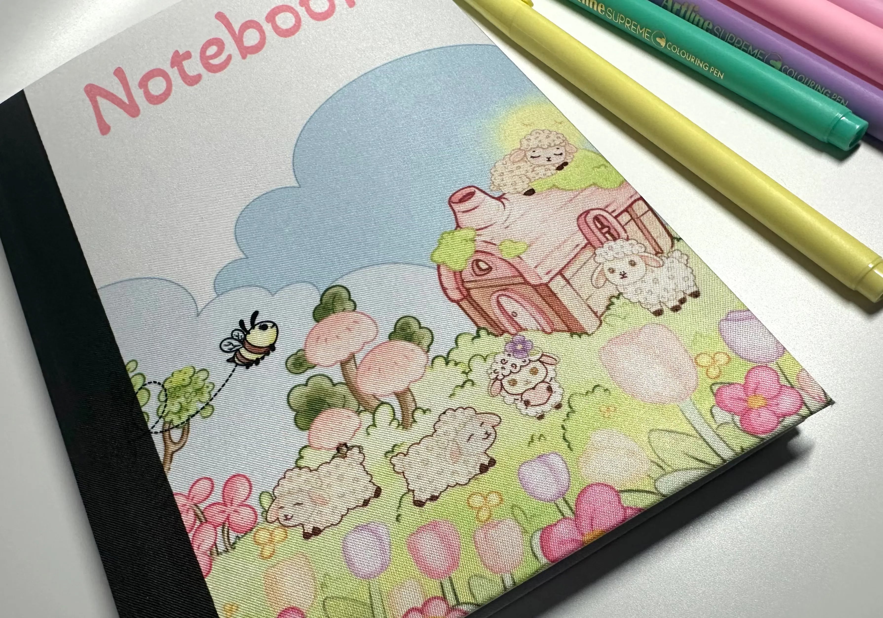 Lisa Lamb Fabric Notebook scene front