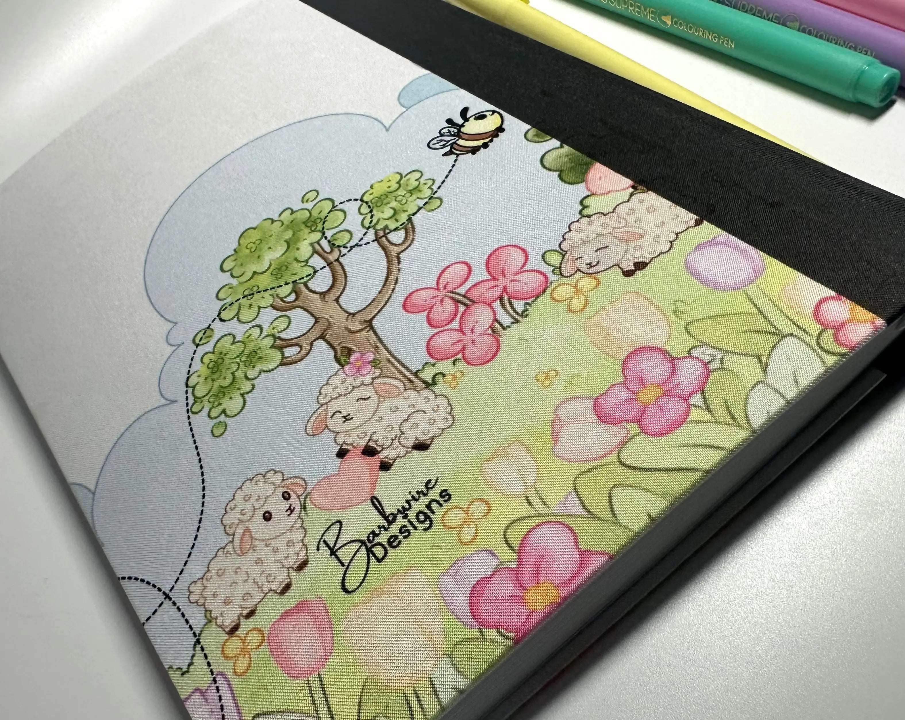 Lisa Lamb Fabric Notebook scene back side view