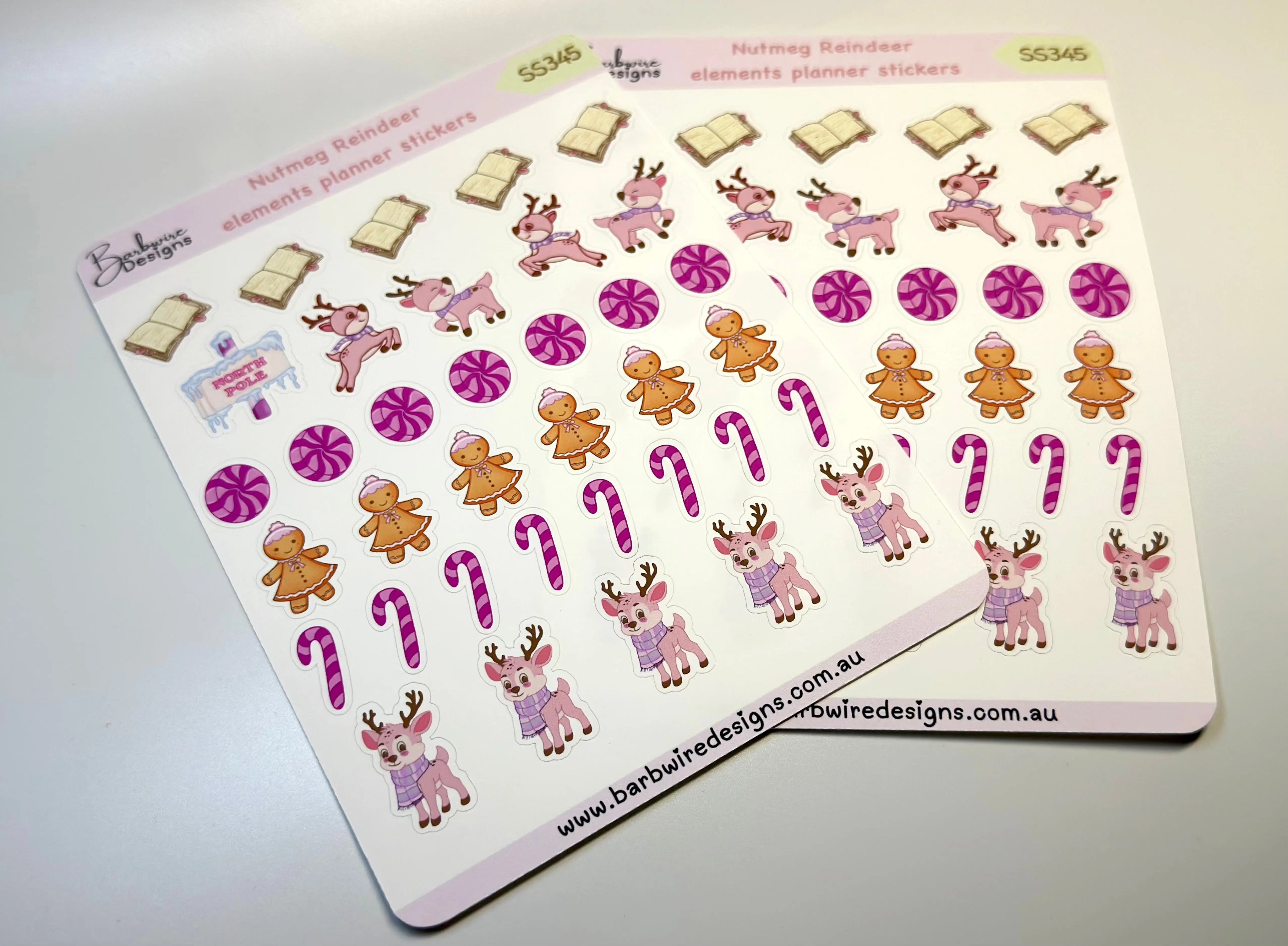 sheet of planner stickers featuring nutmeg reindeer