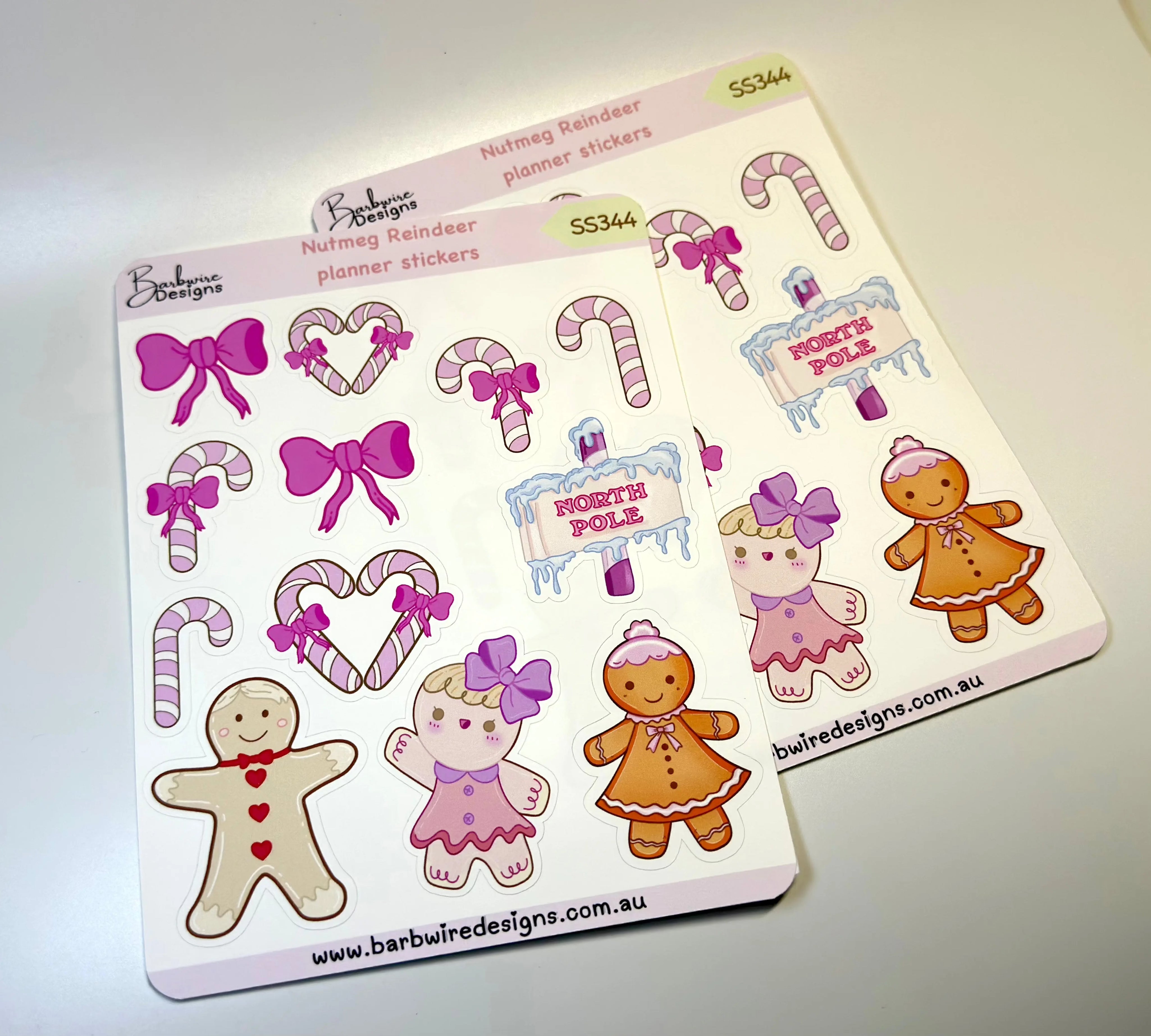 Nutmeg reindeer planner stickers double sheet front