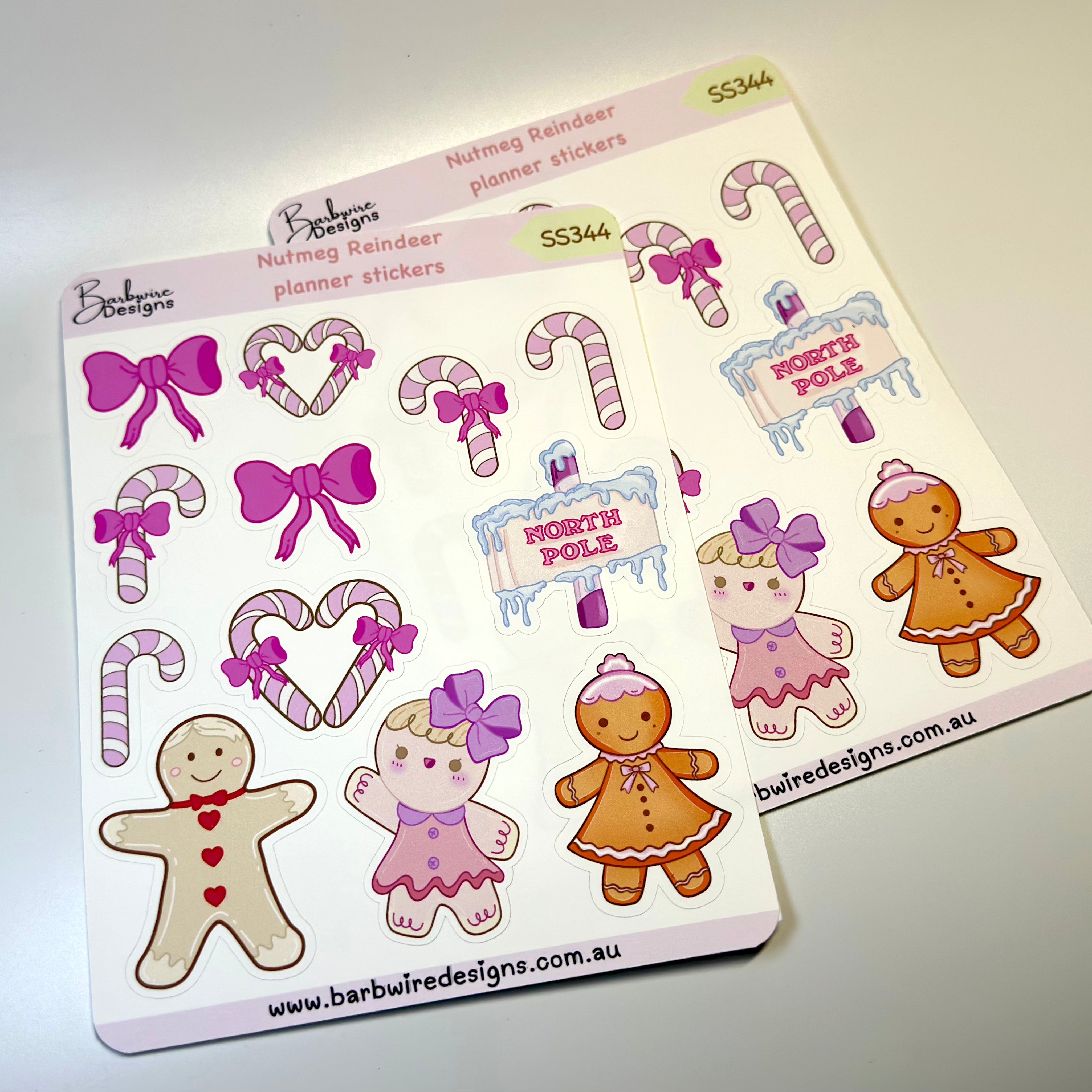 Nutmeg reindeer planner stickers double sheet front