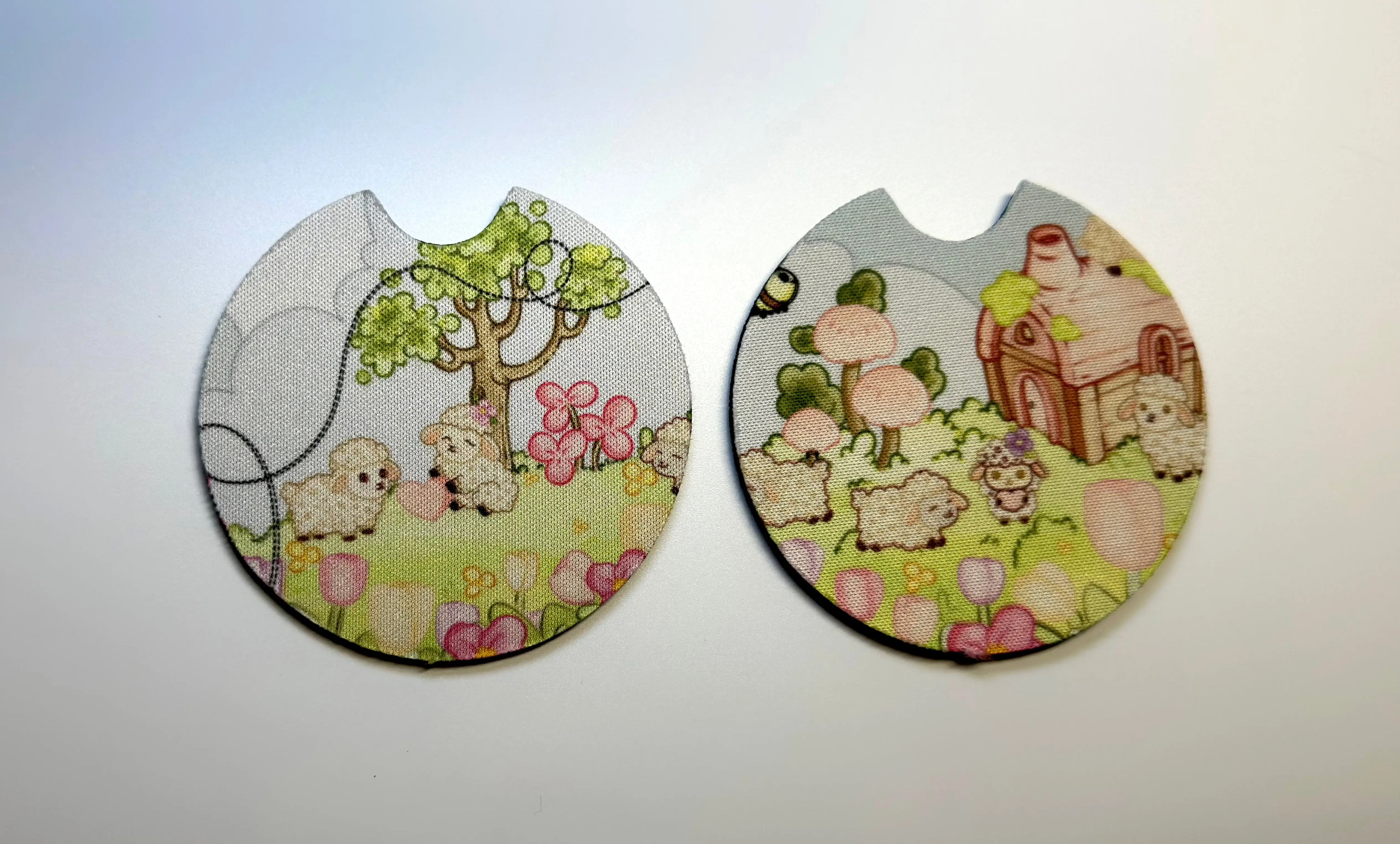 Lisa Lamb Cup Car Coaster set  front of both