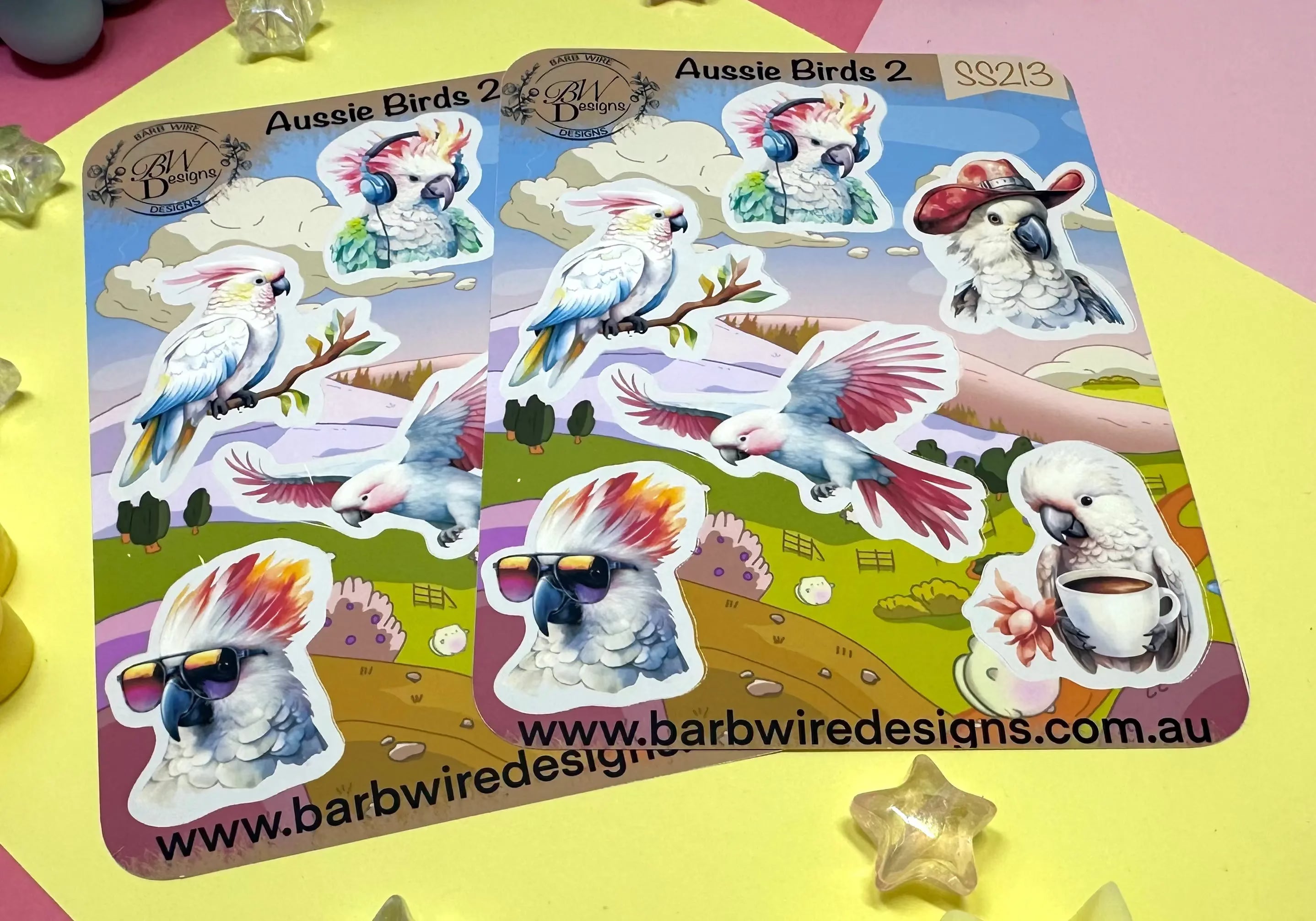 Aussie Birds 2 Sticker Sheet Barb Wire Designs