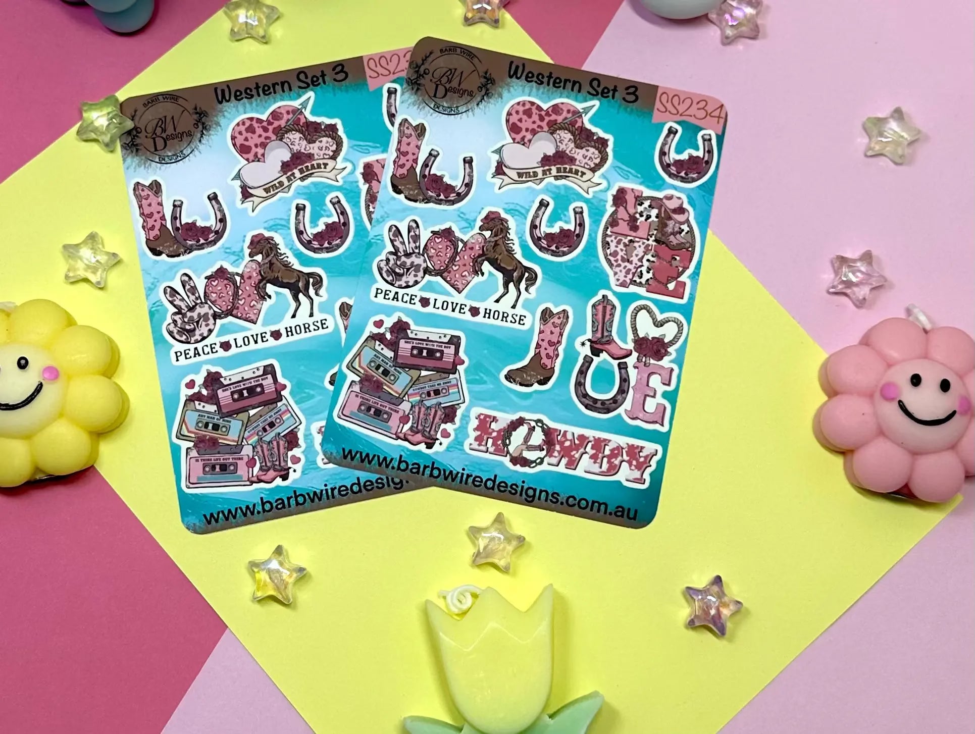 Western Set Sticker Sheet Barb Wire Designs