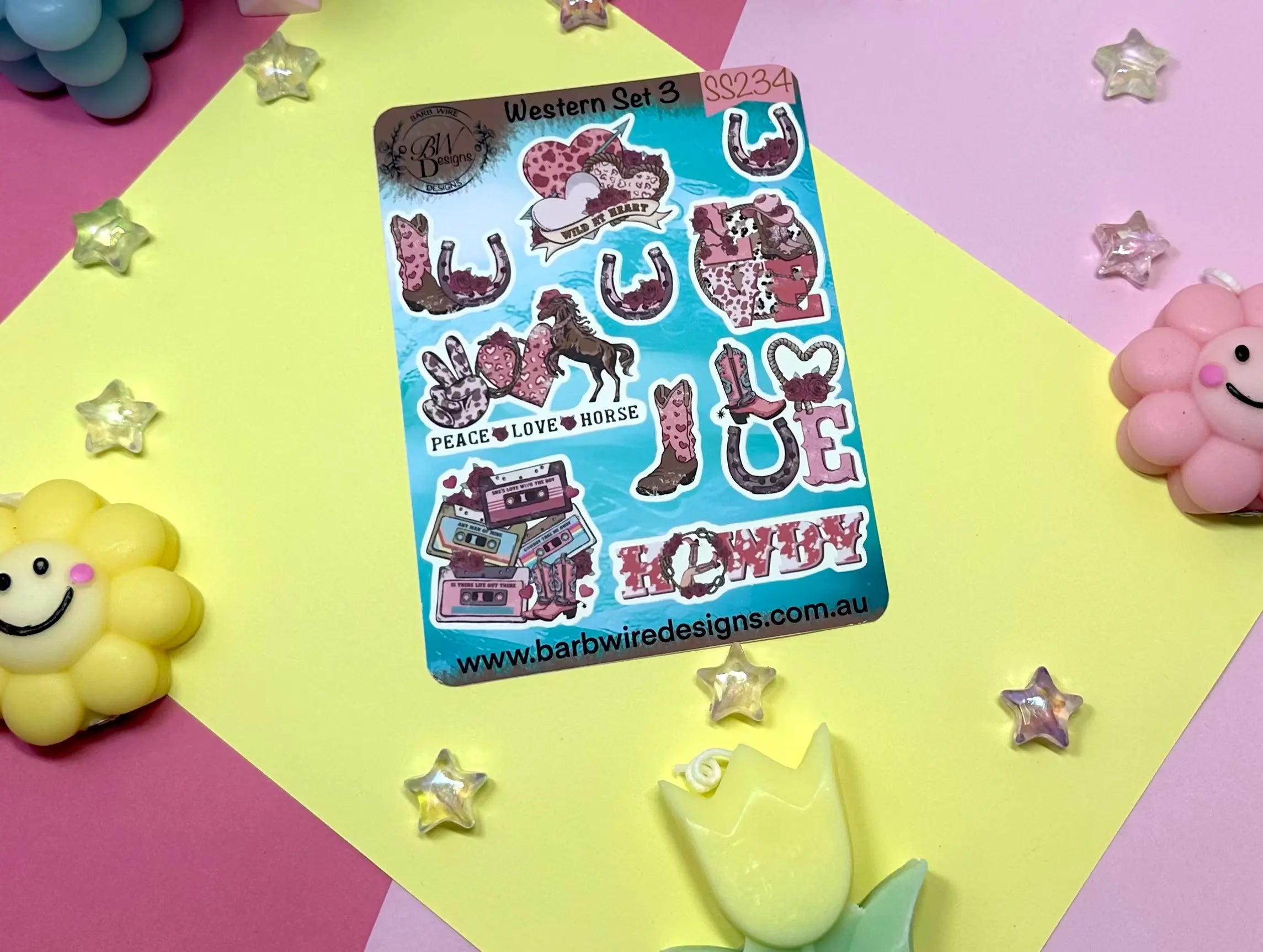 Western Set Sticker Sheet Barb Wire Designs