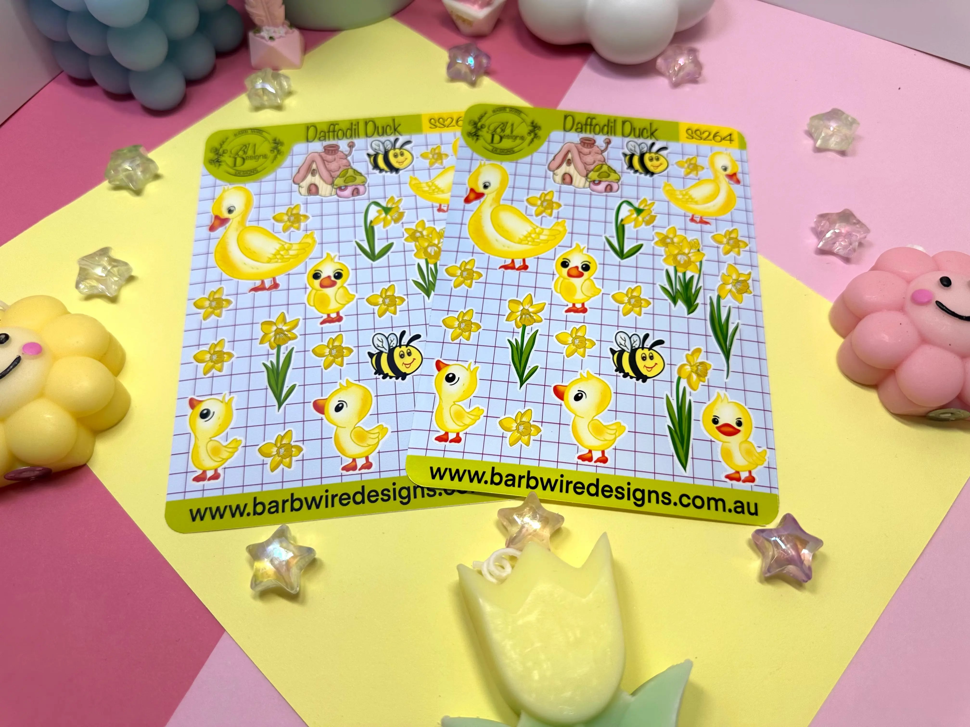 Daffodil Duck Sticker Sheet Barb Wire Designs