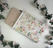 Fleur Quilted Book/ ipad Sleeve zippered Barb Wire Designs