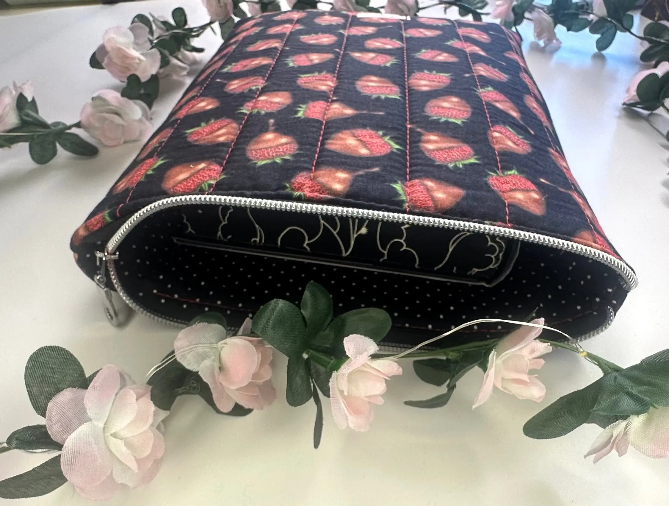 Gracie Quilted Book/ Ipad Sleeve Zippered Barb Wire Designs