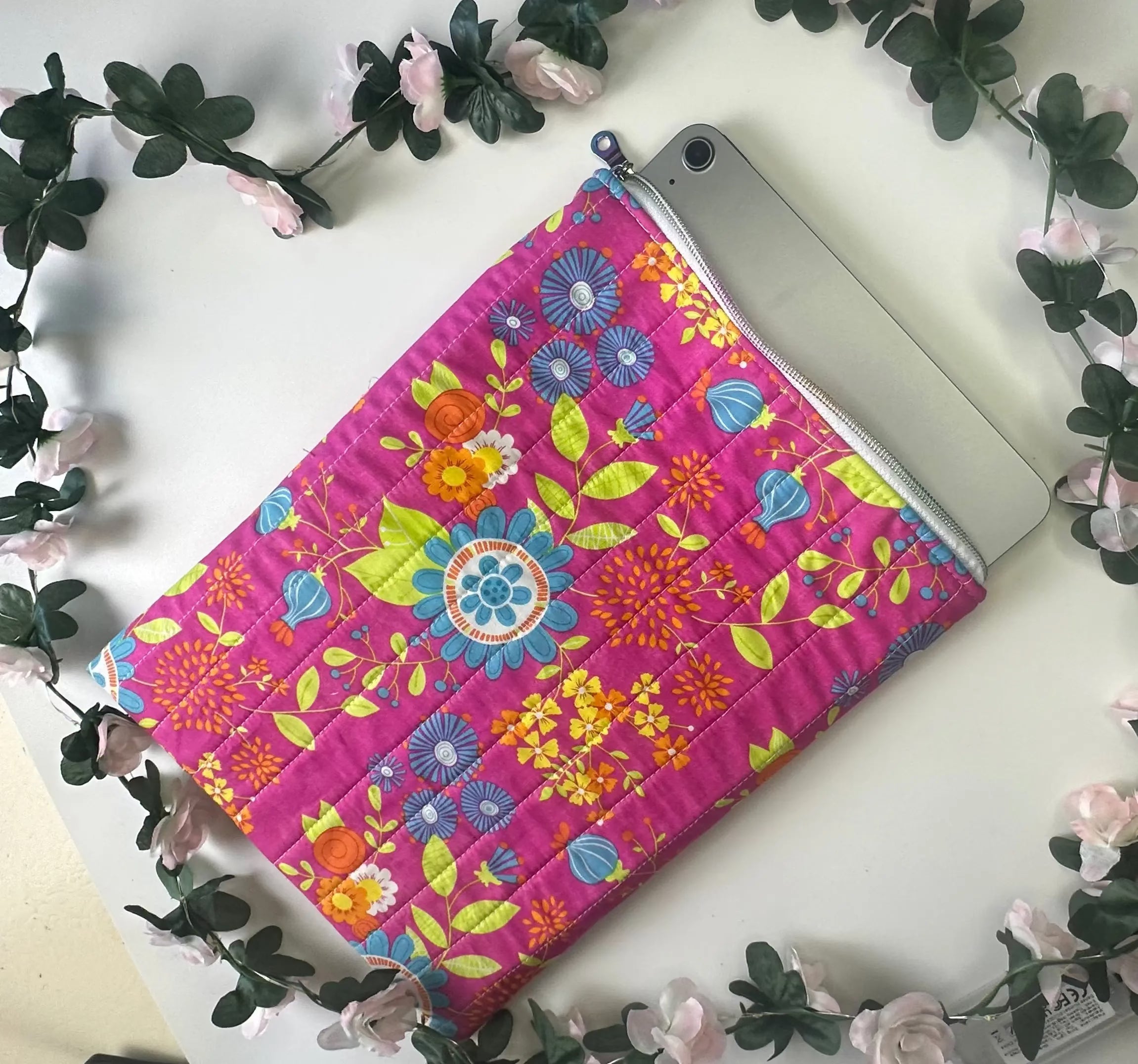 Mary Zippered Quilted ipad sleeve Barb Wire Designs