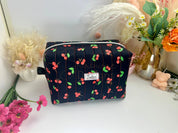 Black Cherry Quilted Makeup Bag / Carry All Bag Barb Wire Designs