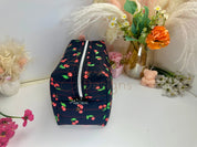 Black Cherry Quilted Makeup Bag / Carry All Bag Barb Wire Designs