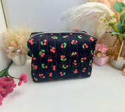 Black Cherry Quilted Makeup Bag / Carry All Bag Barb Wire Designs