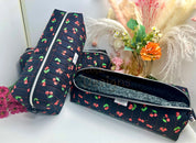 Black Cherry Quilted Hair Tools Pouch Barb Wire Designs