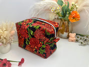 Waratah Quilted Makeup Bag / carry all Barb Wire Designs