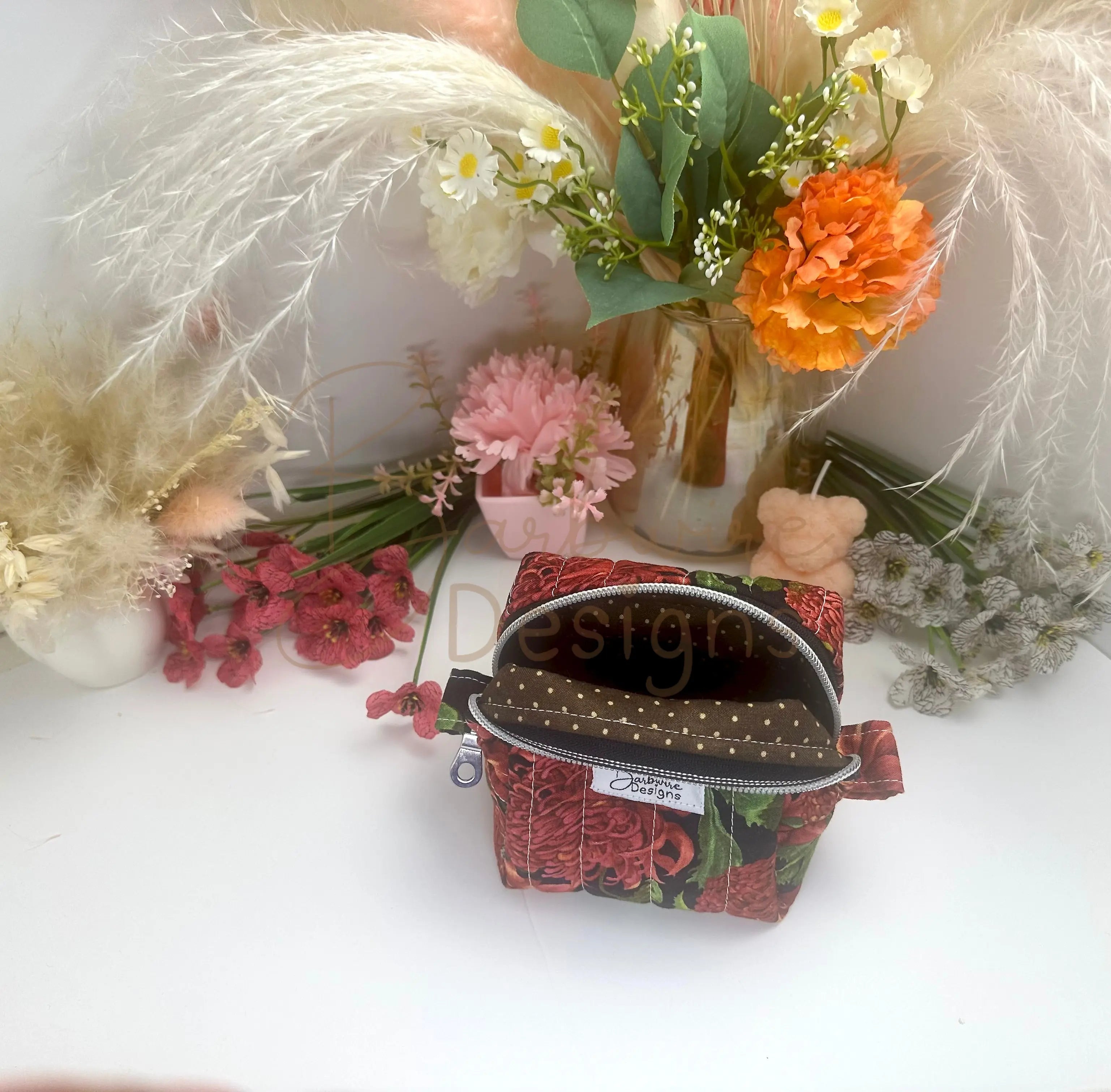 Waratah Mini Toiletry/makeup pouch Barb Wire Designs