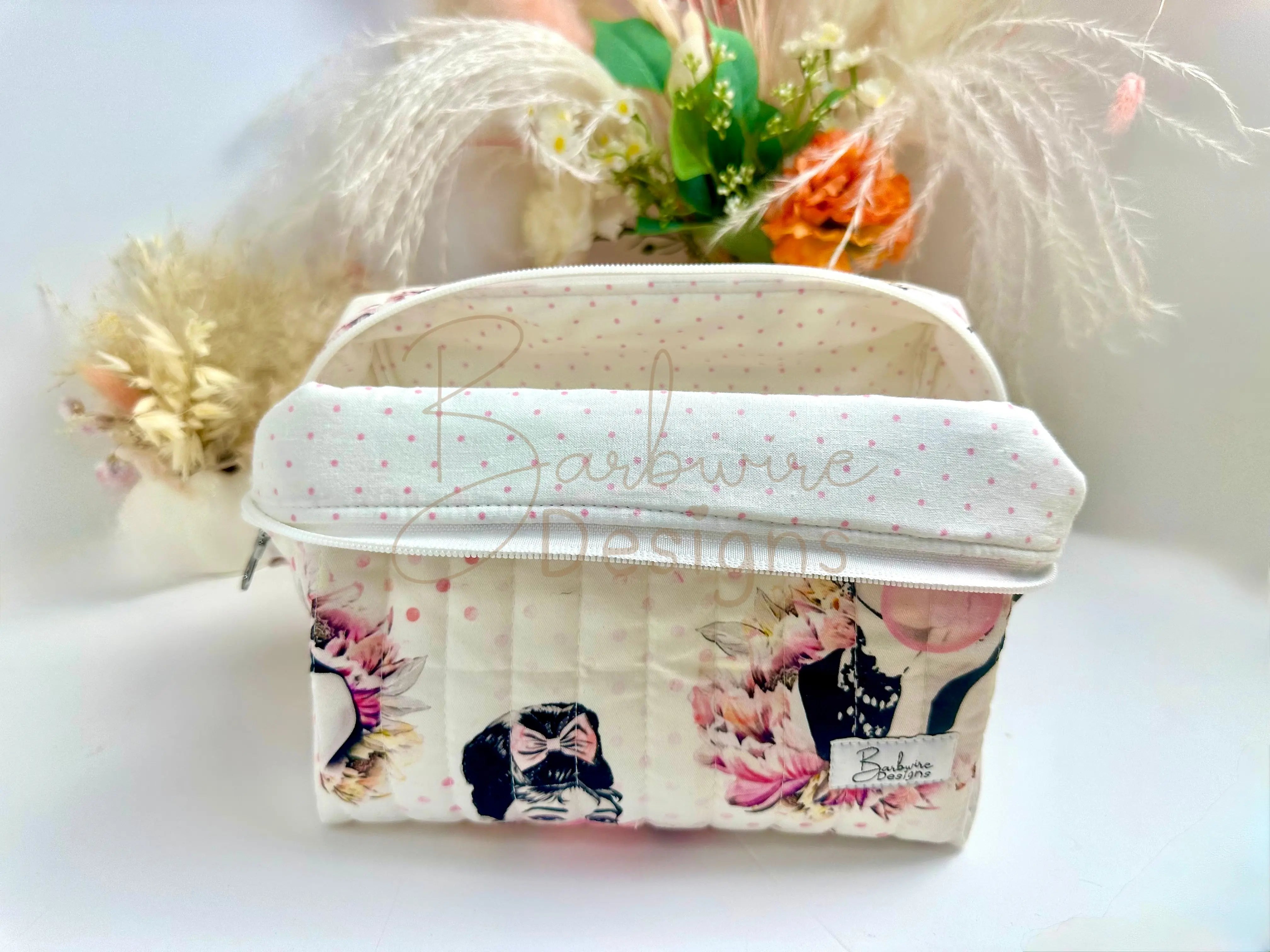 Bubblegum Quilted Makeup Pouch Regular Barb Wire Designs