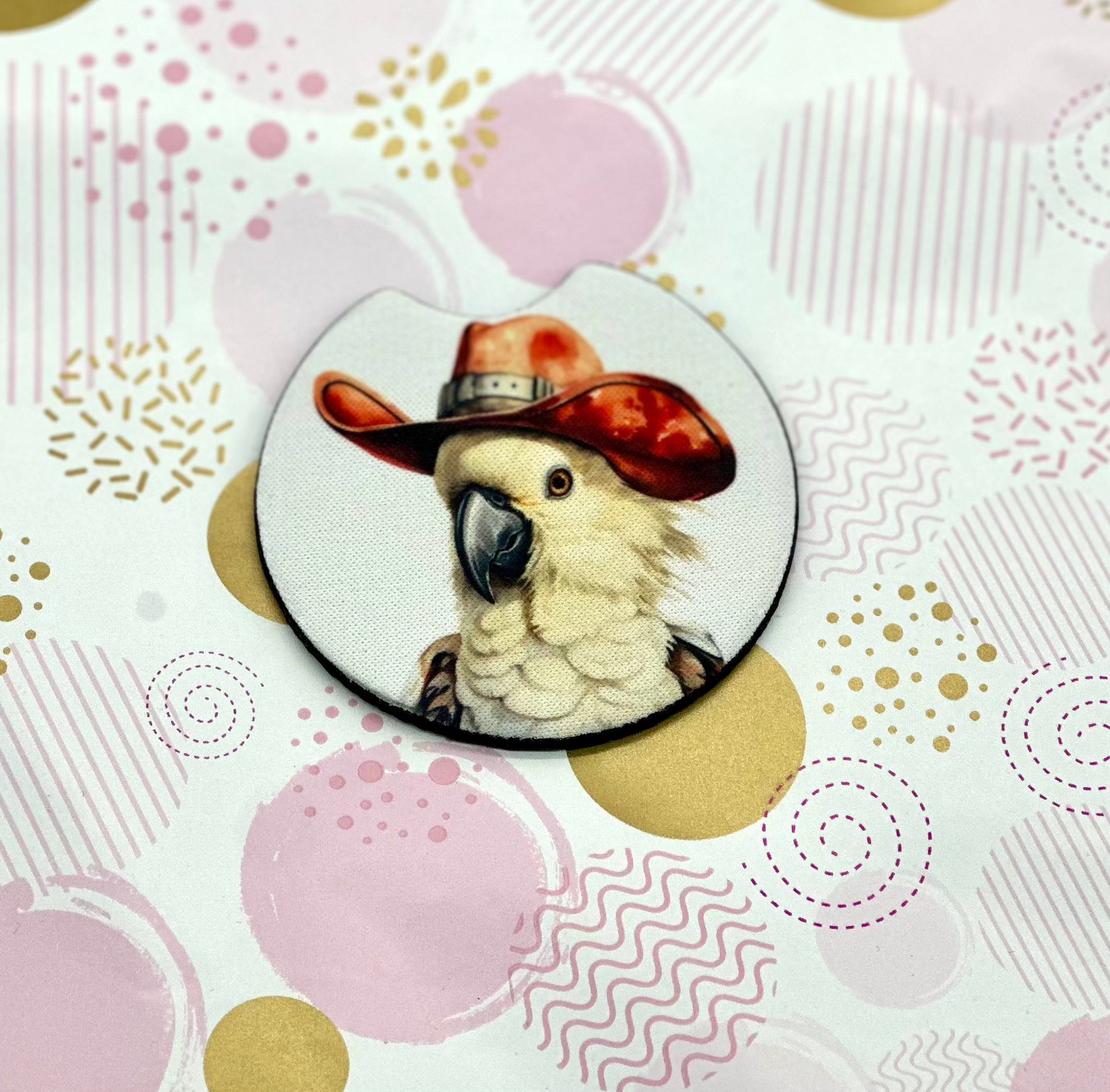 Cockatoo with Cowboy Hat Coaster Set