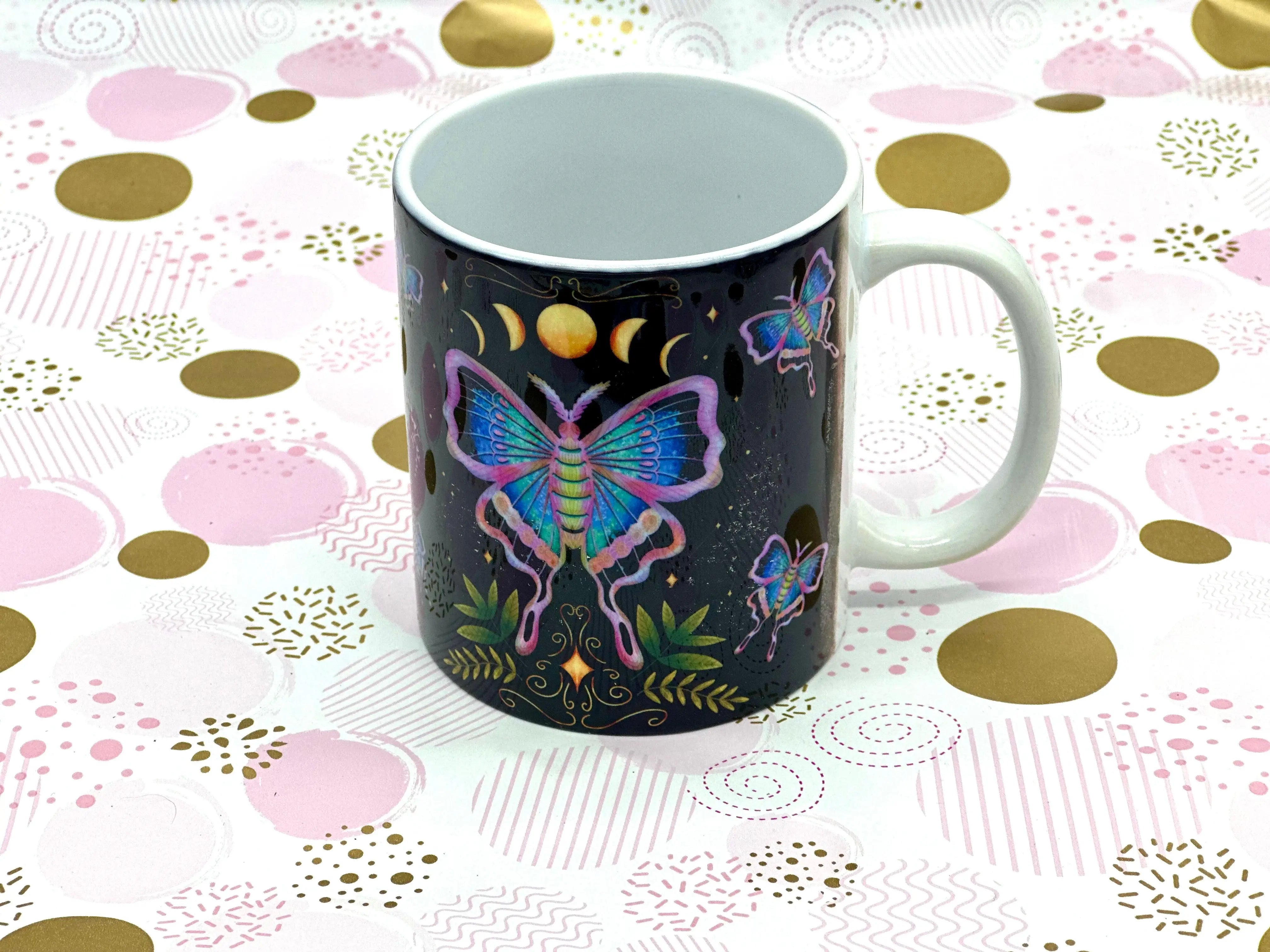 Luna Moth Mug Ceramic Mug-Cup - Barb Wire Designs