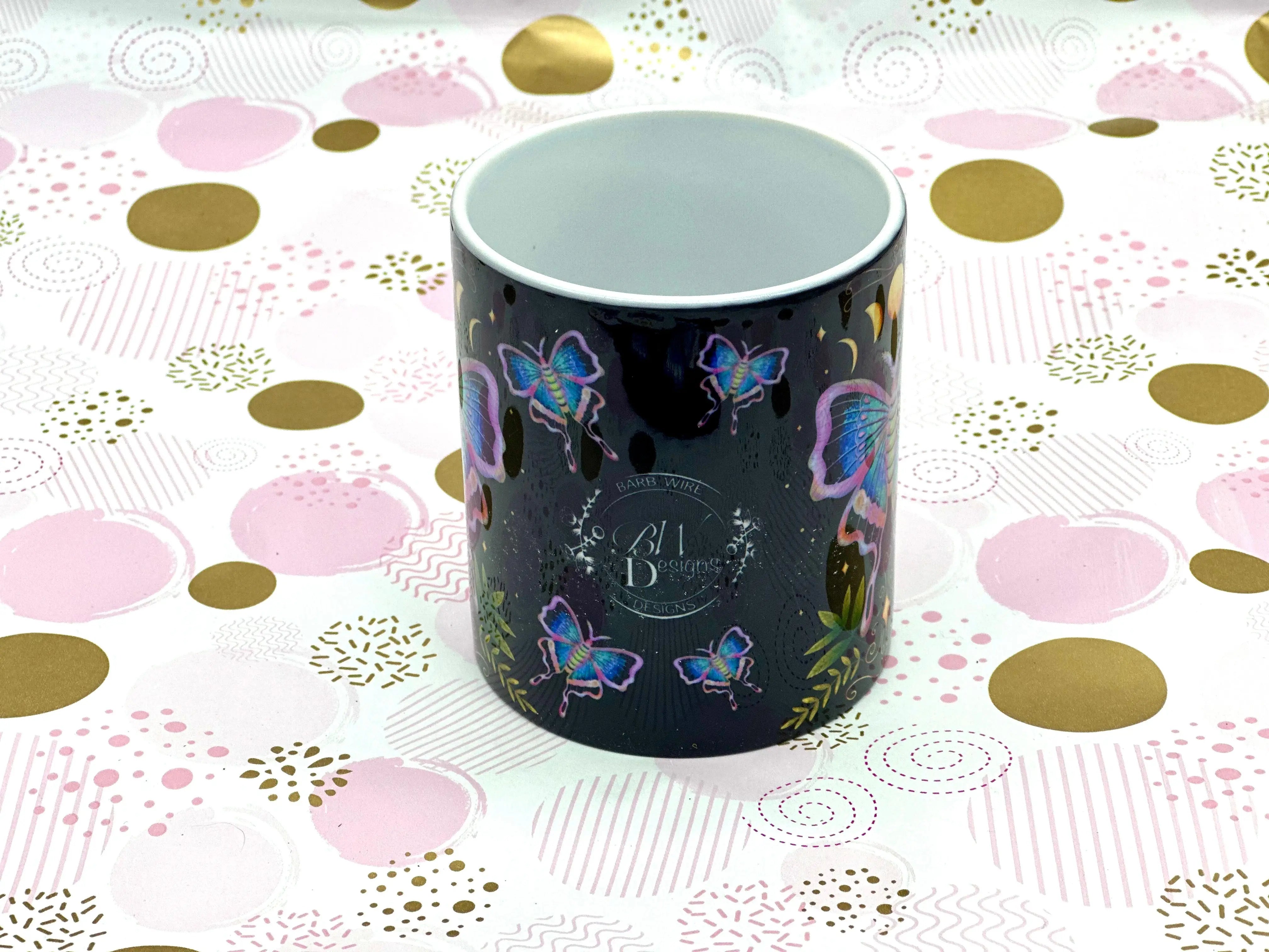 Luna Moth Mug Ceramic Mug-Cup - Barb Wire Designs