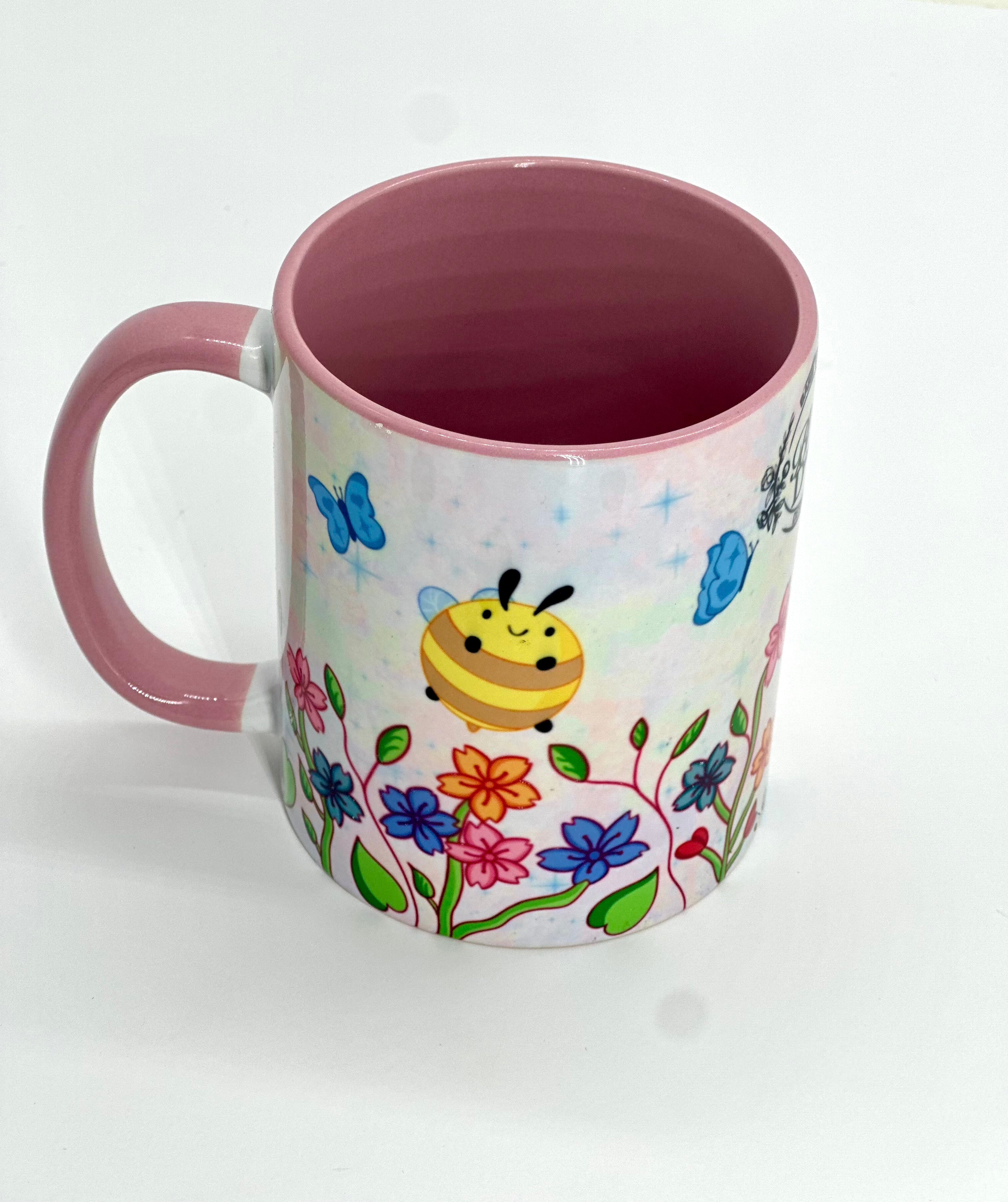 Sunshine Bee Floral Design Ceramic Mug-cup