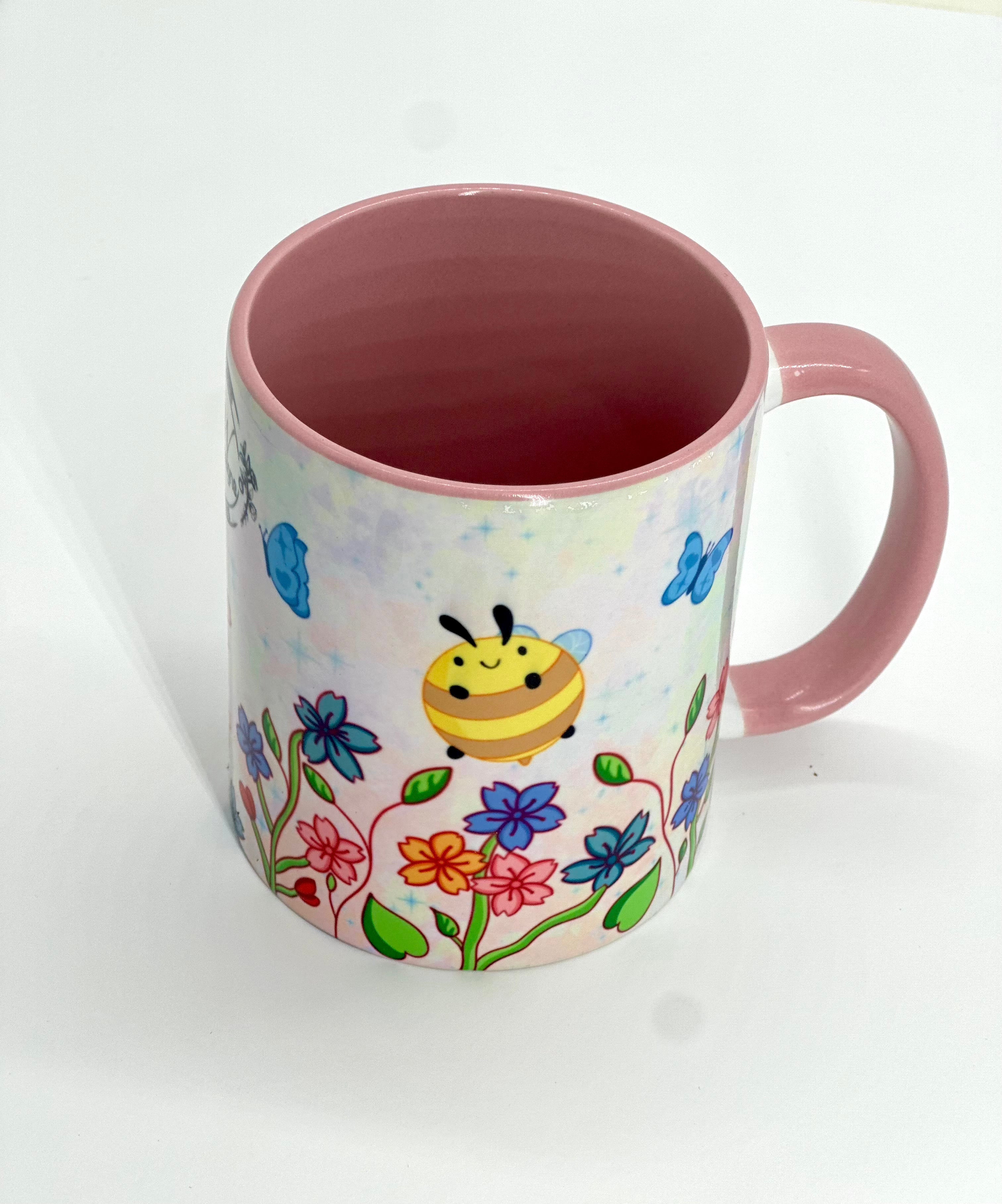 Sunshine Bee Floral Design Ceramic Mug-cup