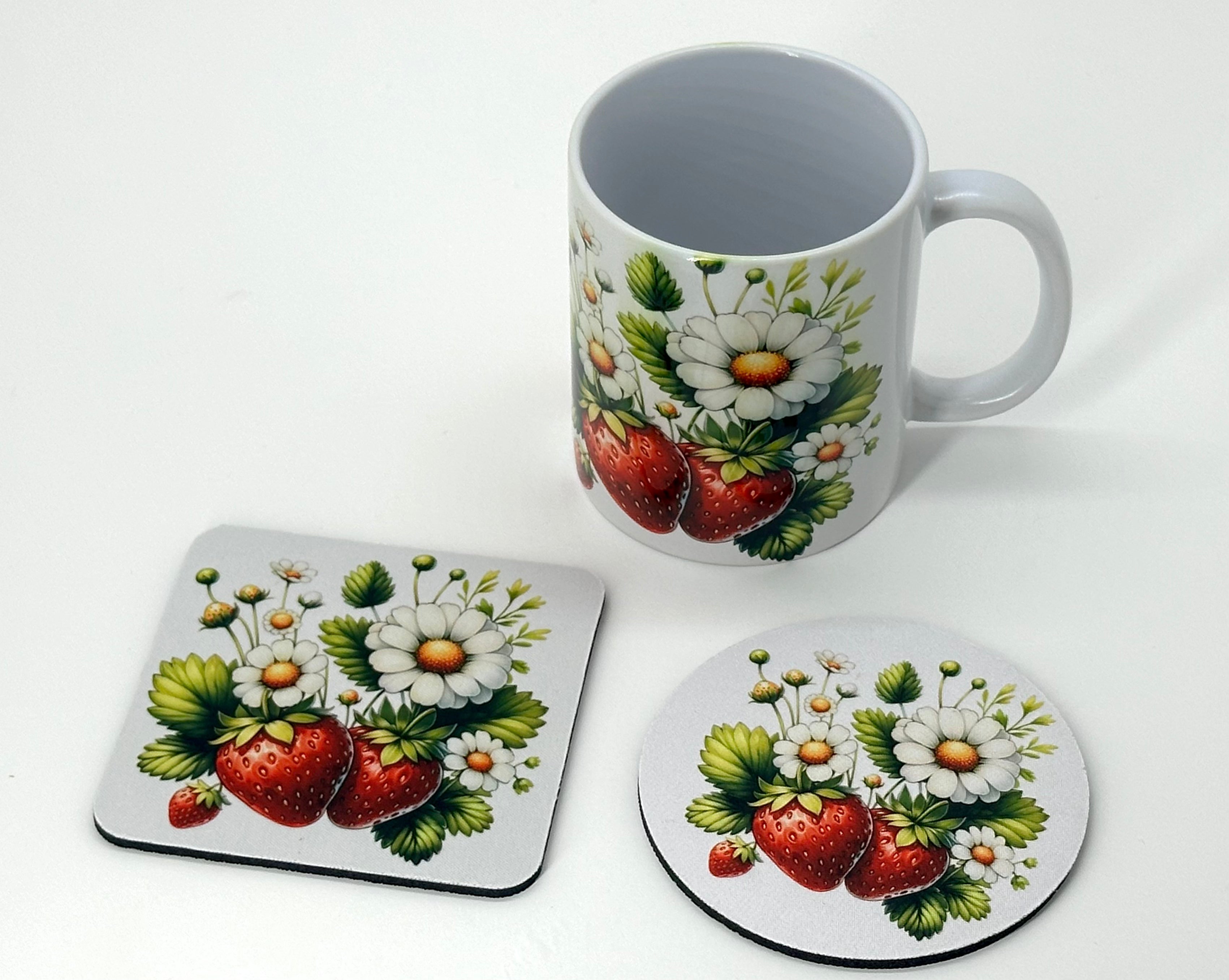 Strawberry Patch Neoprene Mug Coaster