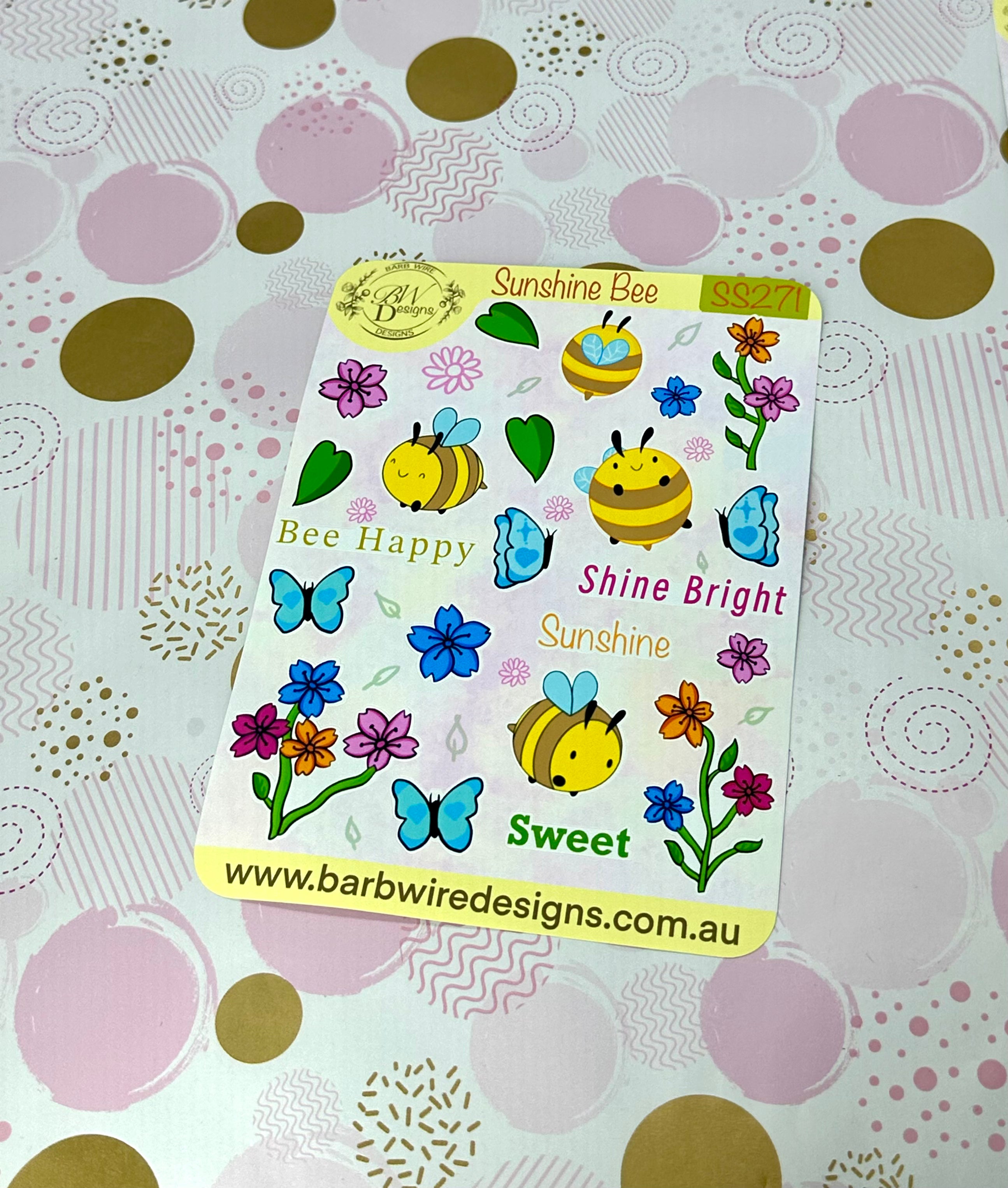 Sunshine Bee Matt Sticker Vinyl Sheet