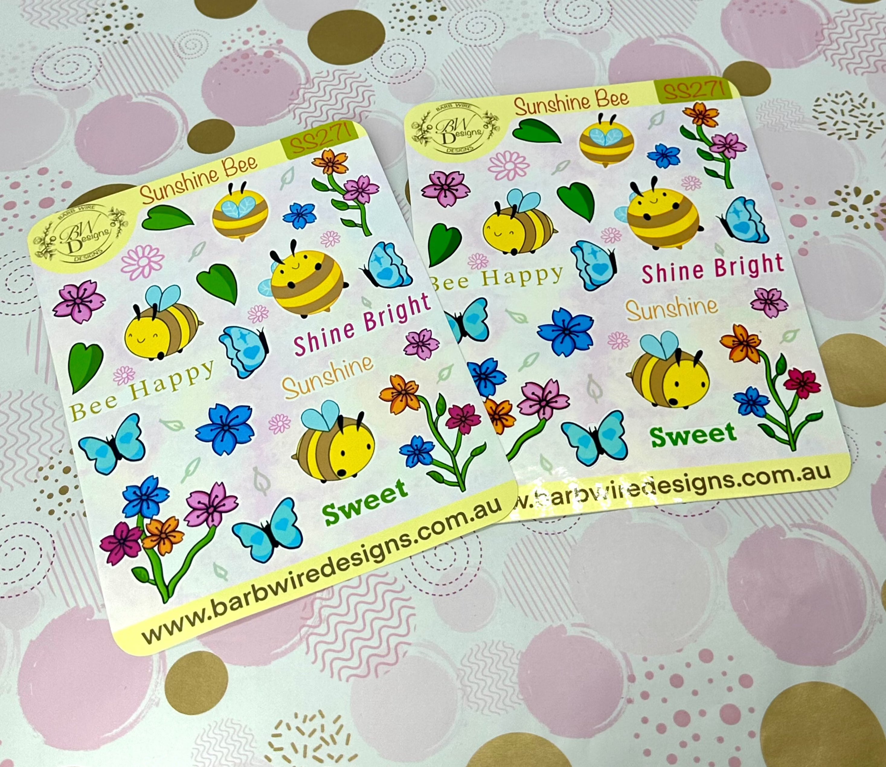 Sunshine Bee Vinyl Sticker Sheet