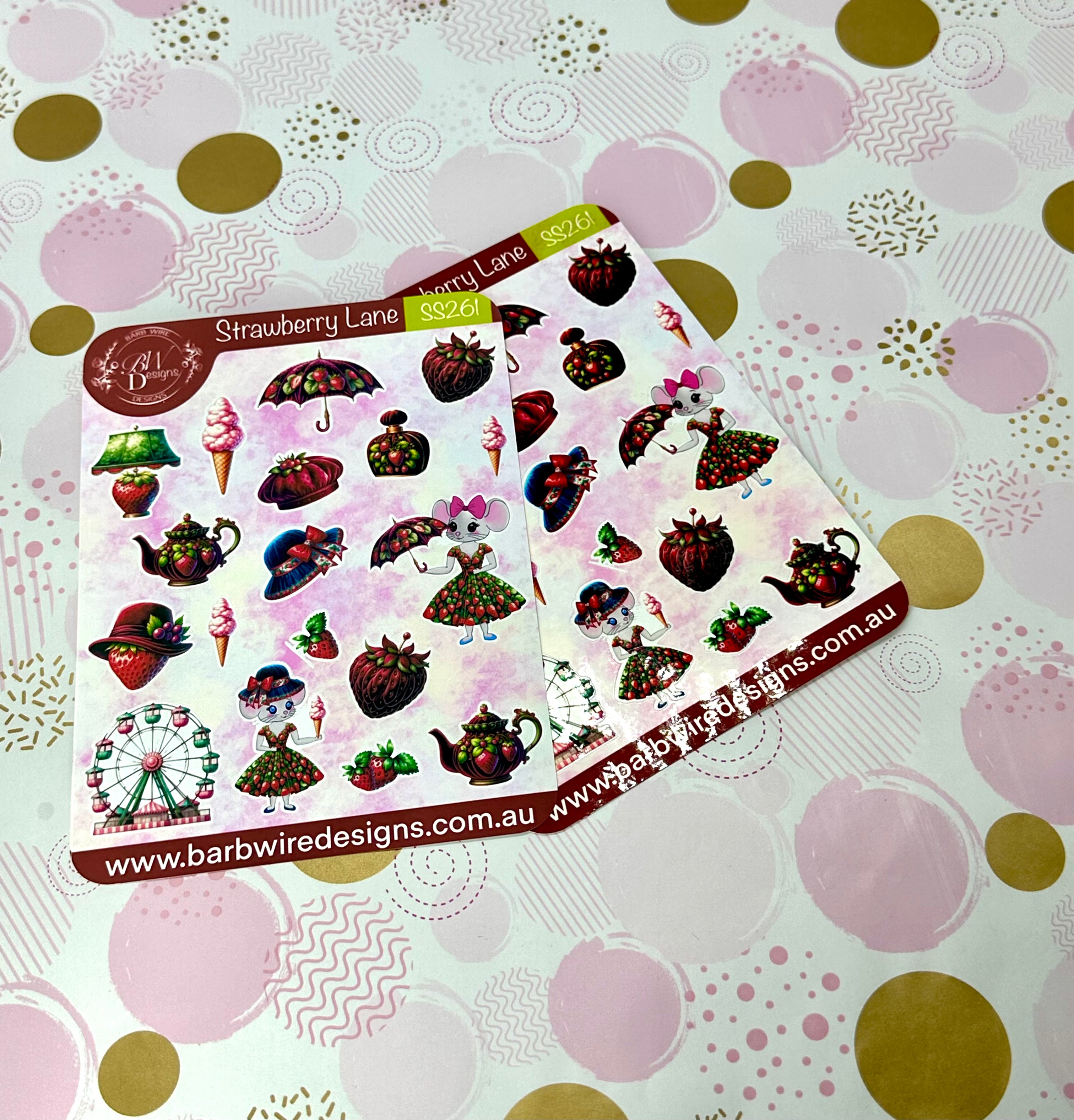 Strawberry Lane Vinyl Sticker Sheet