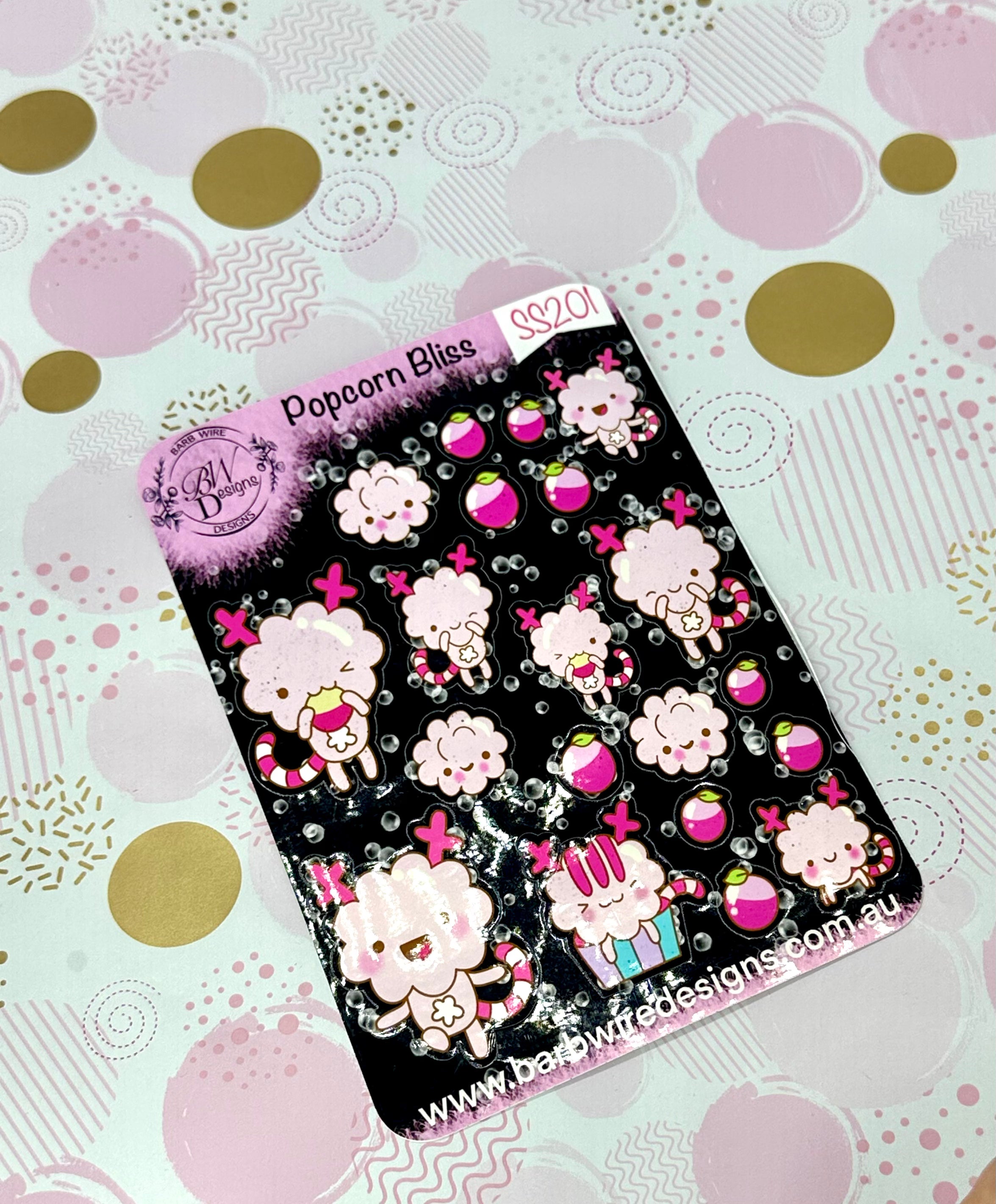 Popcorn Bliss Gloss Vinyl Sticker sheet