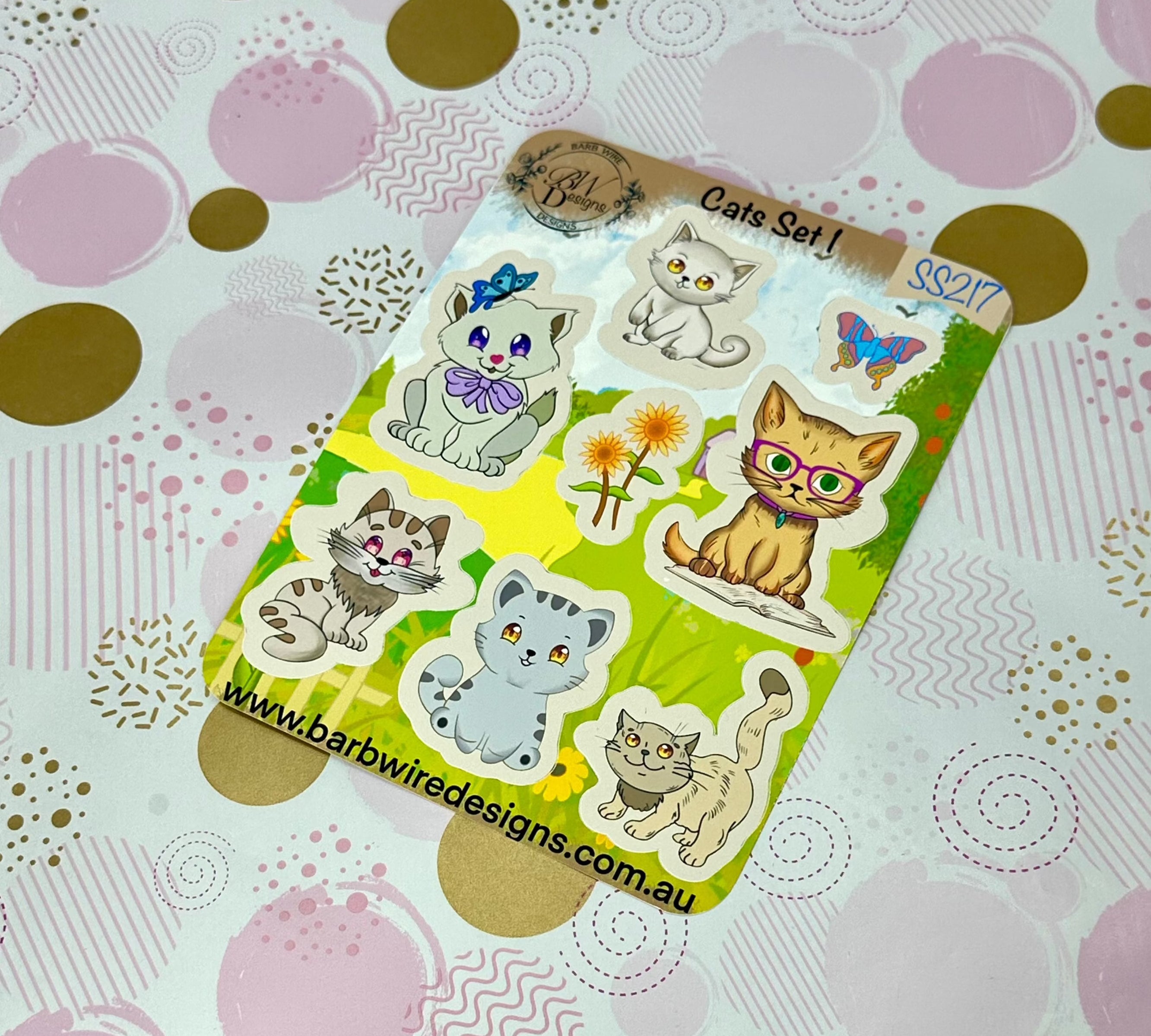 Cats Matt Vinyl Sticker Sheet Colourful