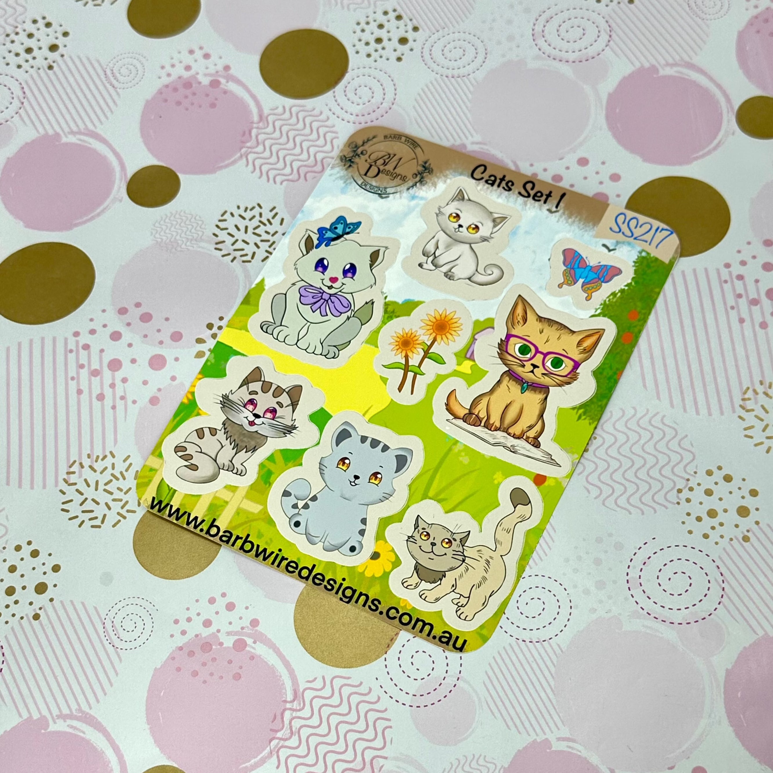 Cats Matt Vinyl Sticker Sheet Colourful