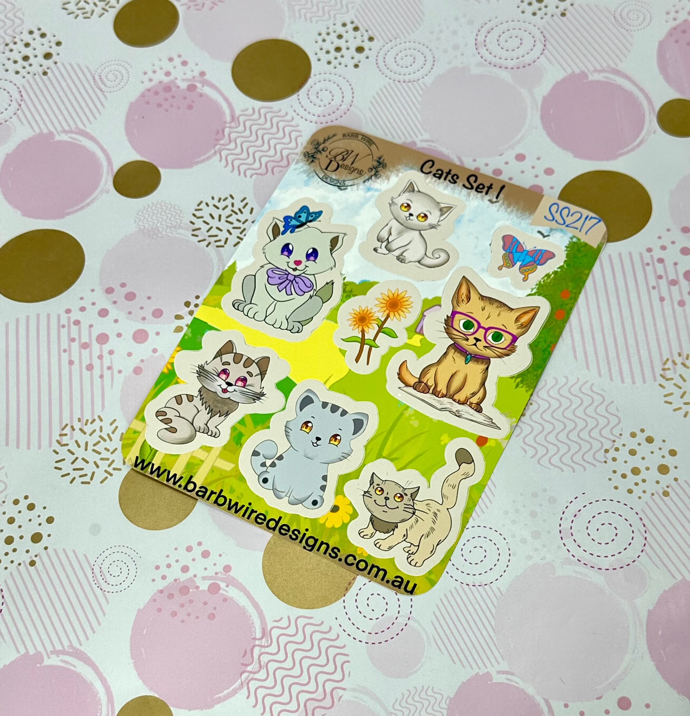 Cats Matt Vinyl Sticker Sheet Colourful